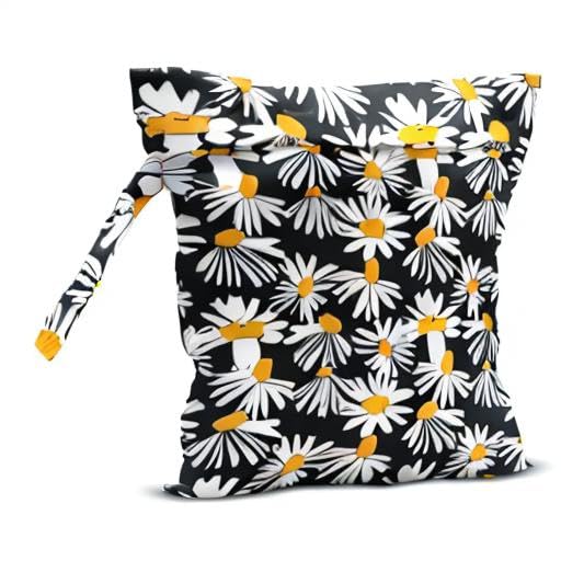 Waterproof Reusable Wet Dry Bag for Swimsuits, Travel, Beach & Pool - Cute Daisy Floral Design for Diapers, Gym Clothes & Toiletries | Perfect for Yoga, Baby Care & Outdoor Activities