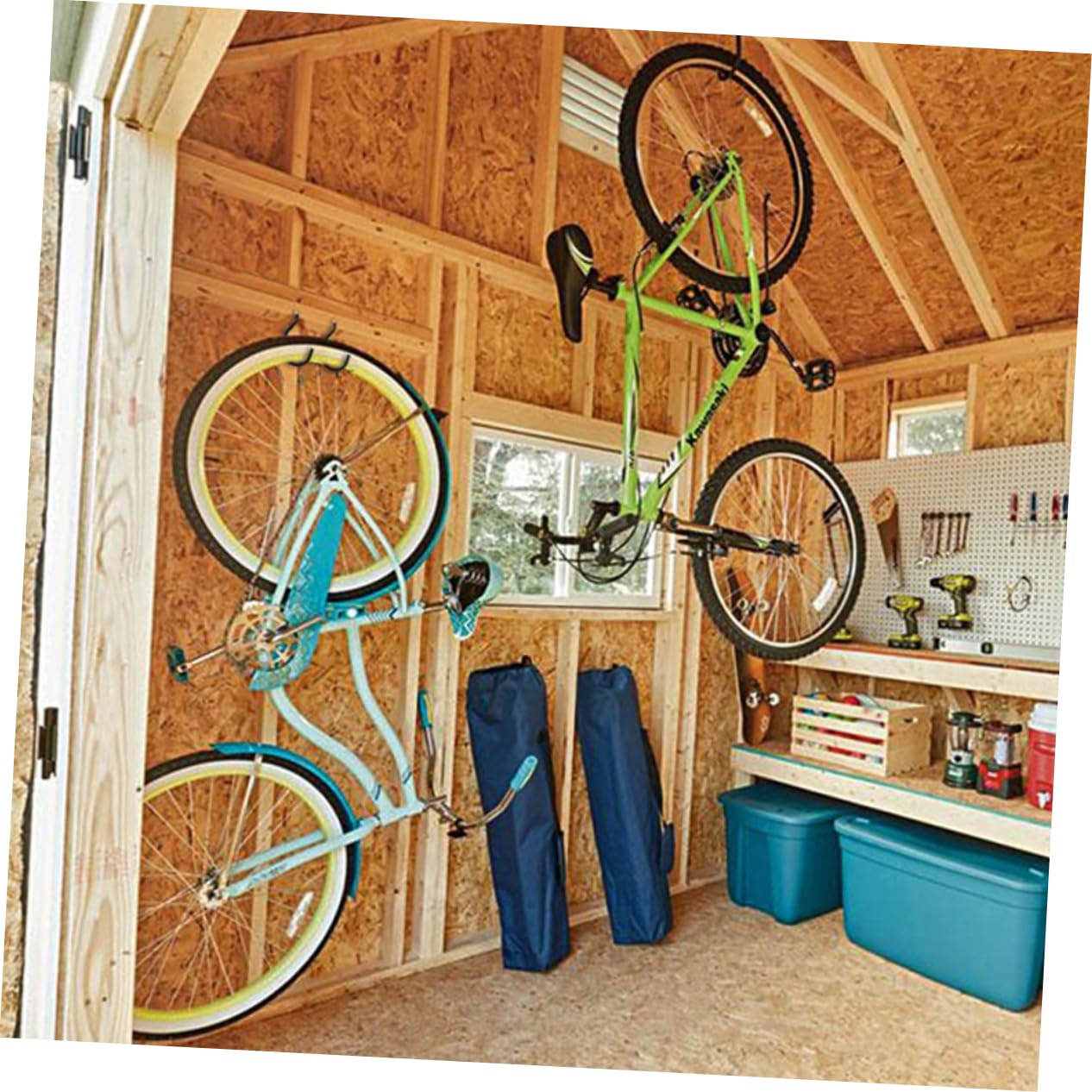 Foldable Bike Hooks - 2 Pack Heavy Duty Steel Wall Mount for Bicycle Storage & Clothes Hanging | Space Saving Solution for Garage, Bedroom & Apartment Organization