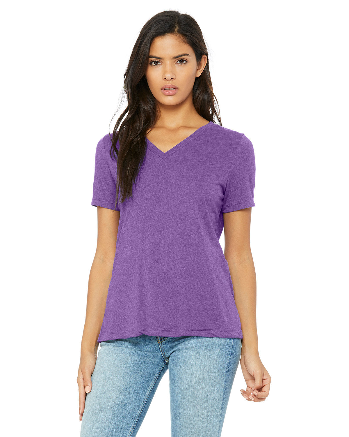 Bella + Canvas 6415 Women's Relaxed Triblend V-Neck T-Shirt - Soft & Comfortable Casual Tee for Everyday Wear, Lounge, and Outfits