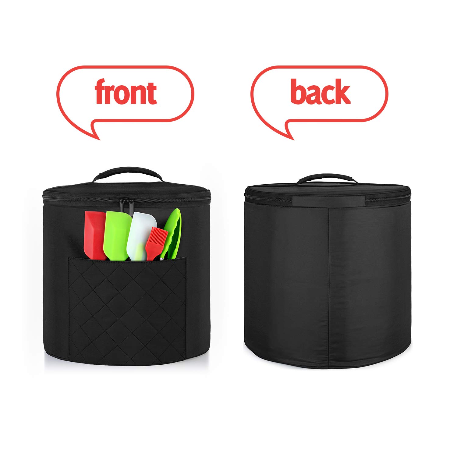 Luxja Instant Pot 6 Quart Dust Cover with Zipper Closure & Accessory Pockets - Black Medium Size for Kitchen Storage & Appliance Protection