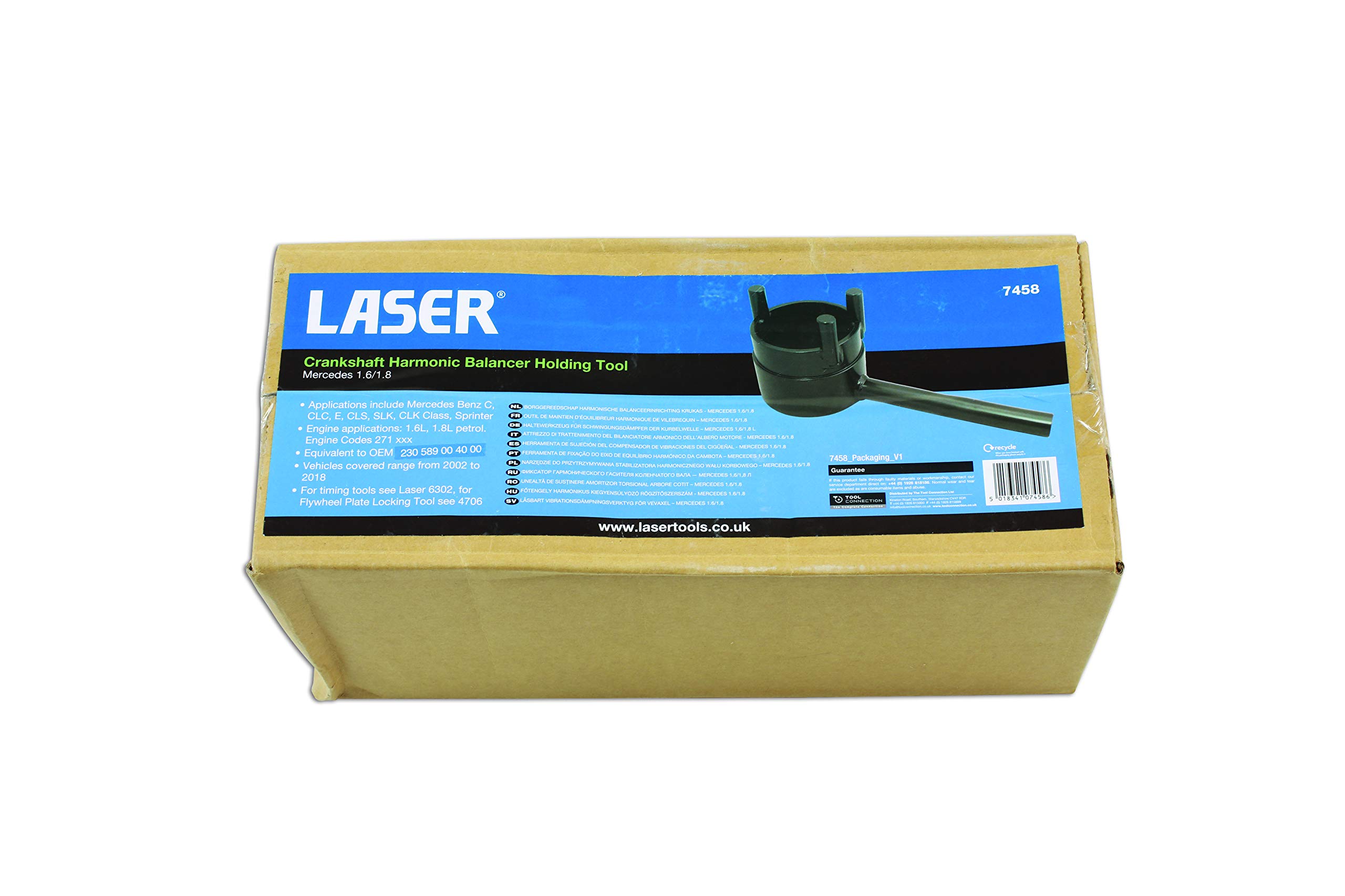 Mercedes 1.6L 1.8L Crankshaft Harmonic Balancer Holding Tool - Laser 7458 Engine Repair Tool for DIY Mechanics & Professional Use - Perfect for Timing Belt Replacement & Engine Maintenance