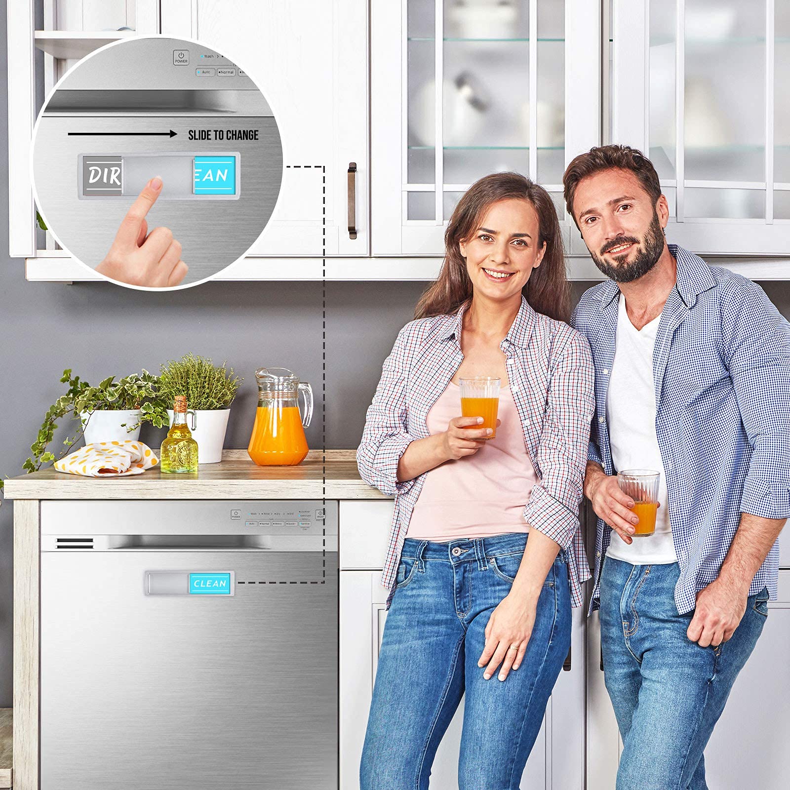 Stylish Dishwasher Clean Dirty Sign Magnet - Easy to Read Strong Magnetic Indicator for Kitchen, Dishwasher Status Helper - Perfect for Home, Office & RV Use