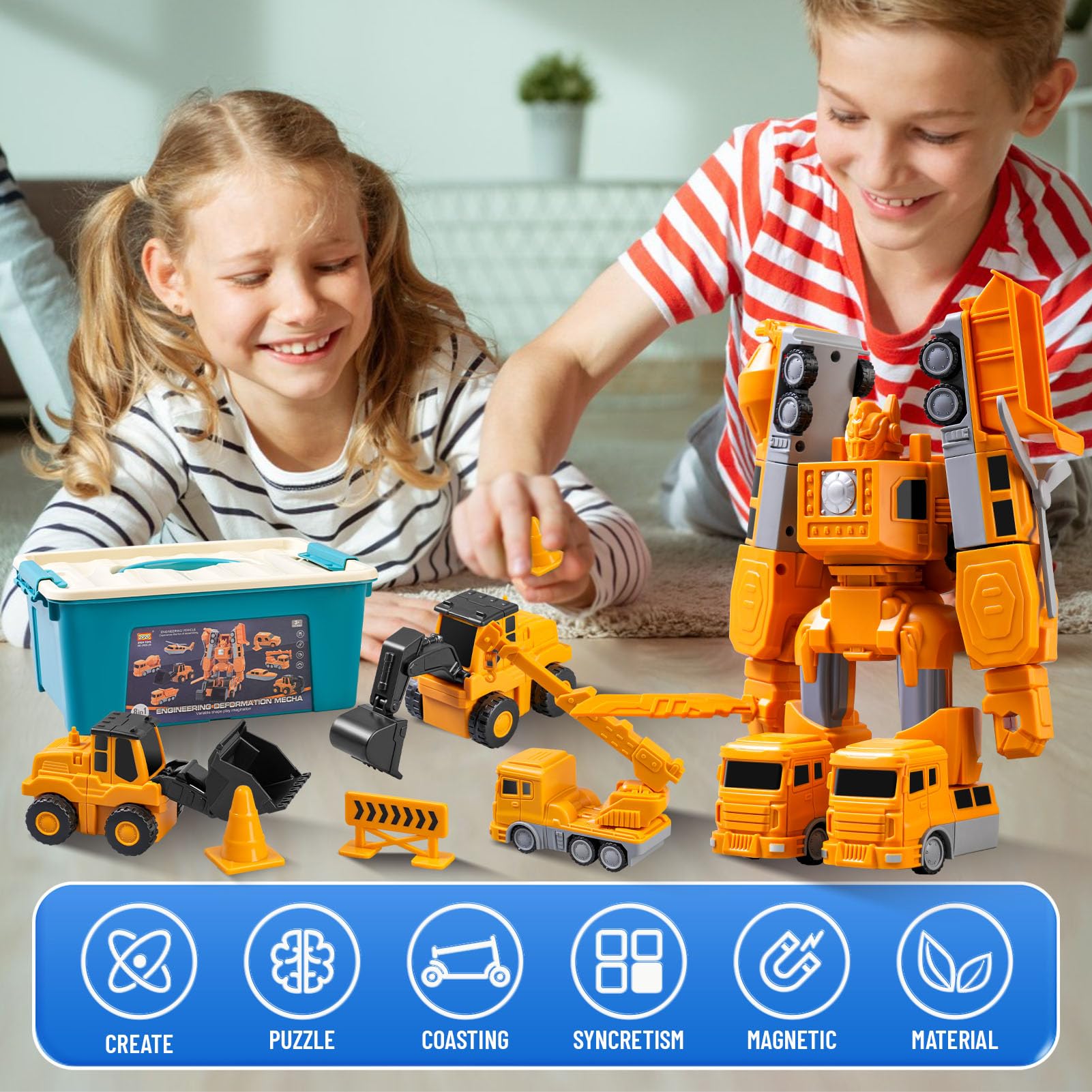 Magnetic Building Blocks for Kids Ages 3-8 - STEM Educational Toys, Montessori Sensory Learning, Autism-Friendly Engineering Car Toys for Boys & Girls - Spark Creativity with Transformable Magnetic Tiles | Perfect for Classroom, Playroom & Home STEM Activities