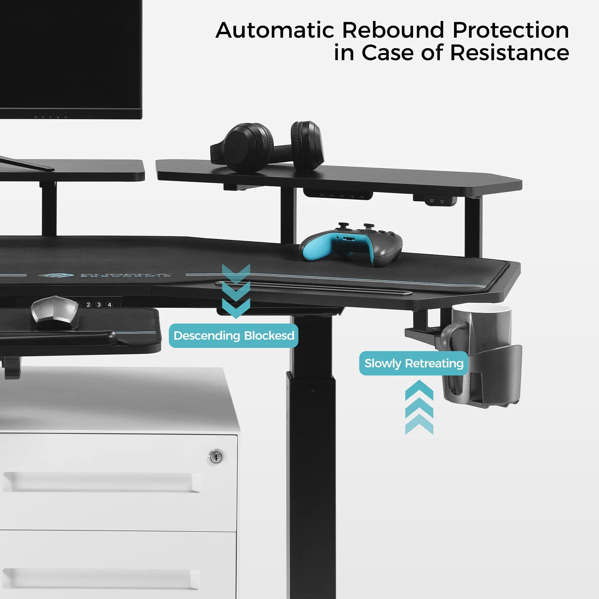 Aero Pro Wing Shaped Adjustable Height Standing Desk 72x23 Inches - Ergonomic Home Office Workstation for Remote Work & Gaming Setup
