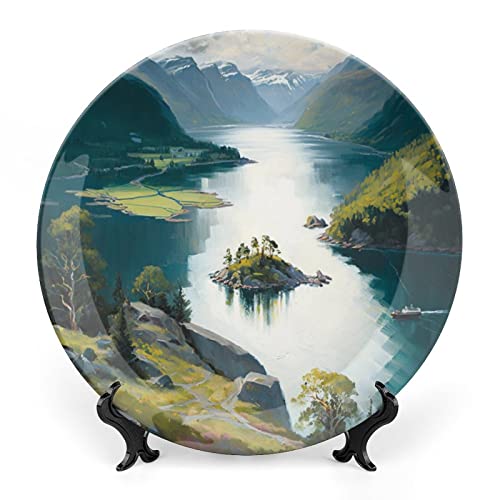 Fjords Mountain Lake & Ship Art Painting
