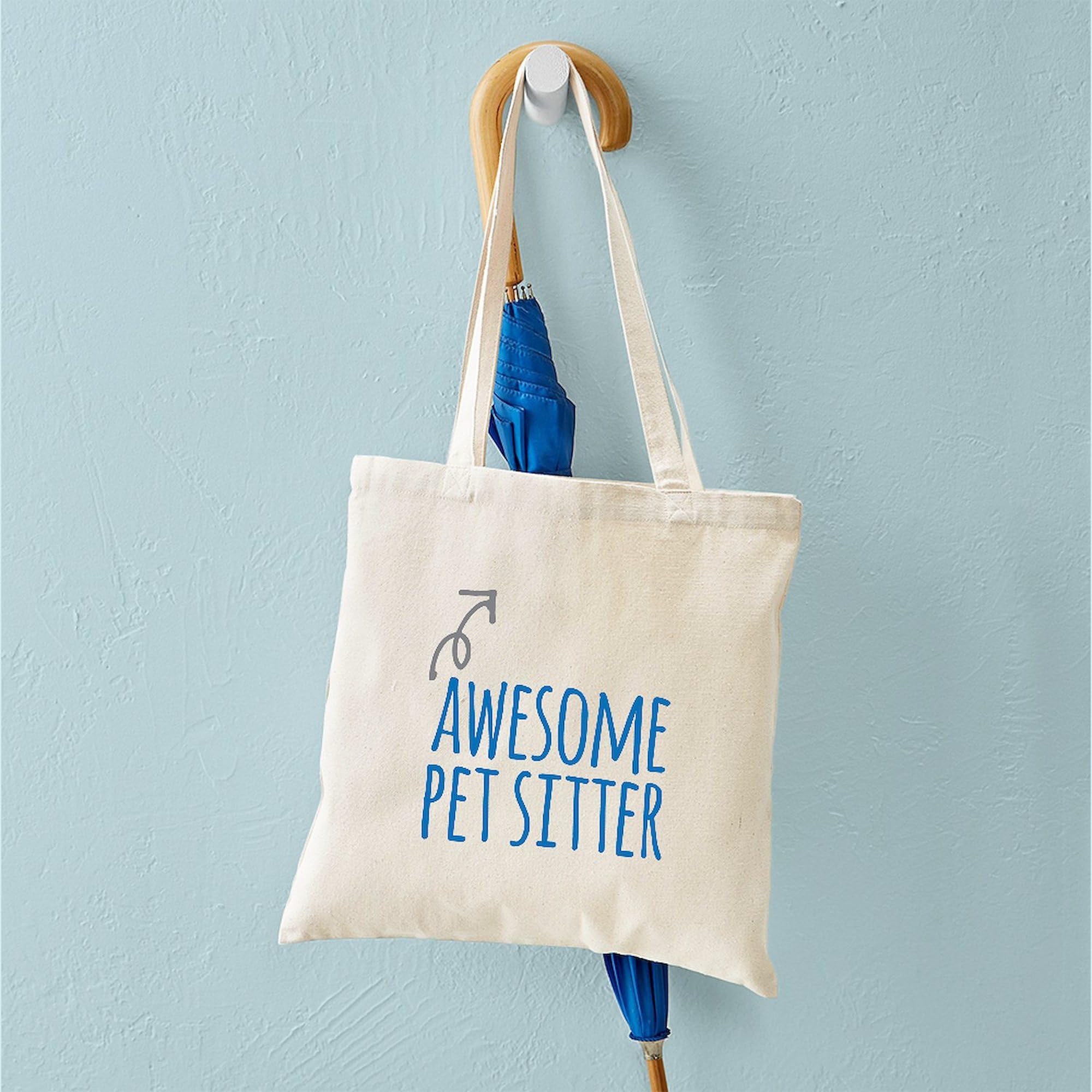 Awesome Pet Sitter Tote Bag - Natural Canvas Reusable Shopping Bag for Dog Walkers & Cat Lovers - Perfect for Groceries, Beach Trips & Pet Supplies