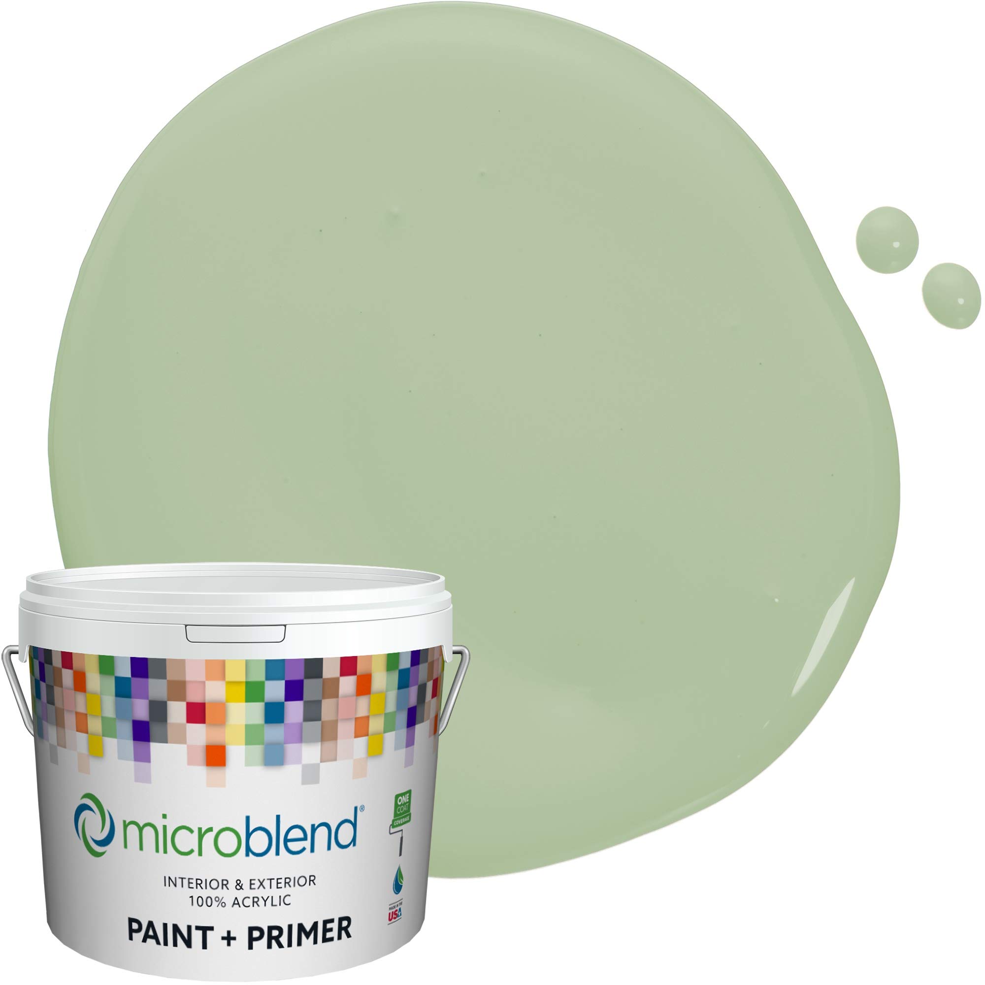 Microblend Exterior Paint and Primer - Sage Green, Satin Finish, 5 Gallon, Premium Quality with UV & Rust Protection, Washable, High Coverage | Perfect for House Exteriors, Fences, and Outdoor Furniture