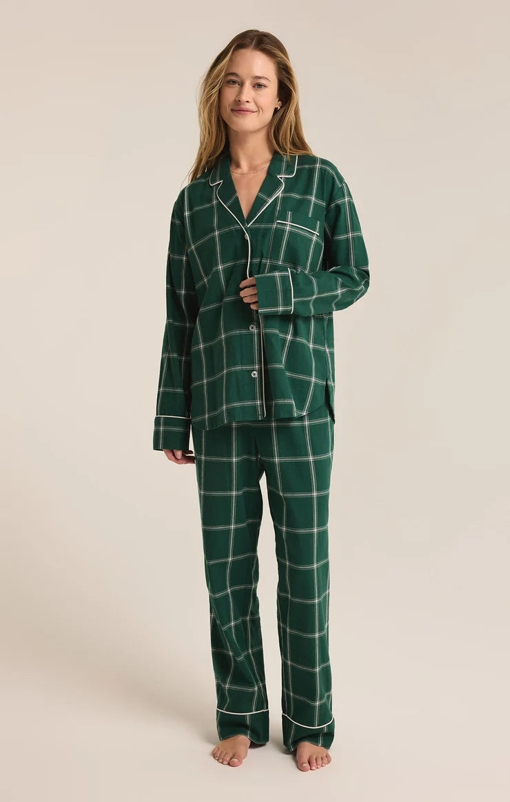 Z Supply Dreamer Plaid Set in Noble Fir - Cozy Loungewear for Women, Perfect for Relaxing at Home, Casual Outings & Holiday Comfort