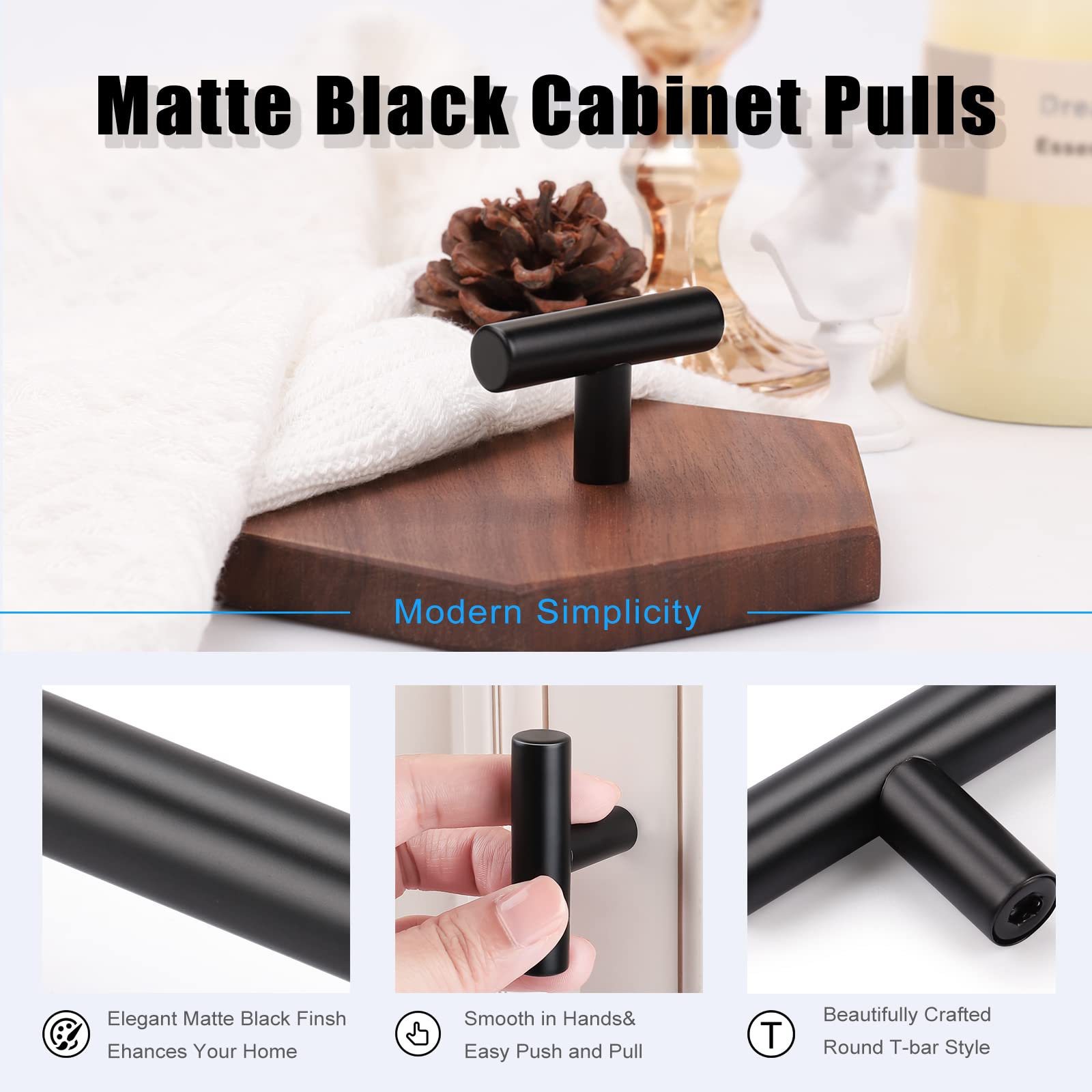 KNOBWELL 12 Pack Black Cabinet Knobs - Single Hole 2 Inch Matte Black Dresser Drawer Knobs and Pulls for Cabinet, Cupboard, Vanity - Perfect for Kitchen, Bathroom & Bedroom Furniture Upgrade