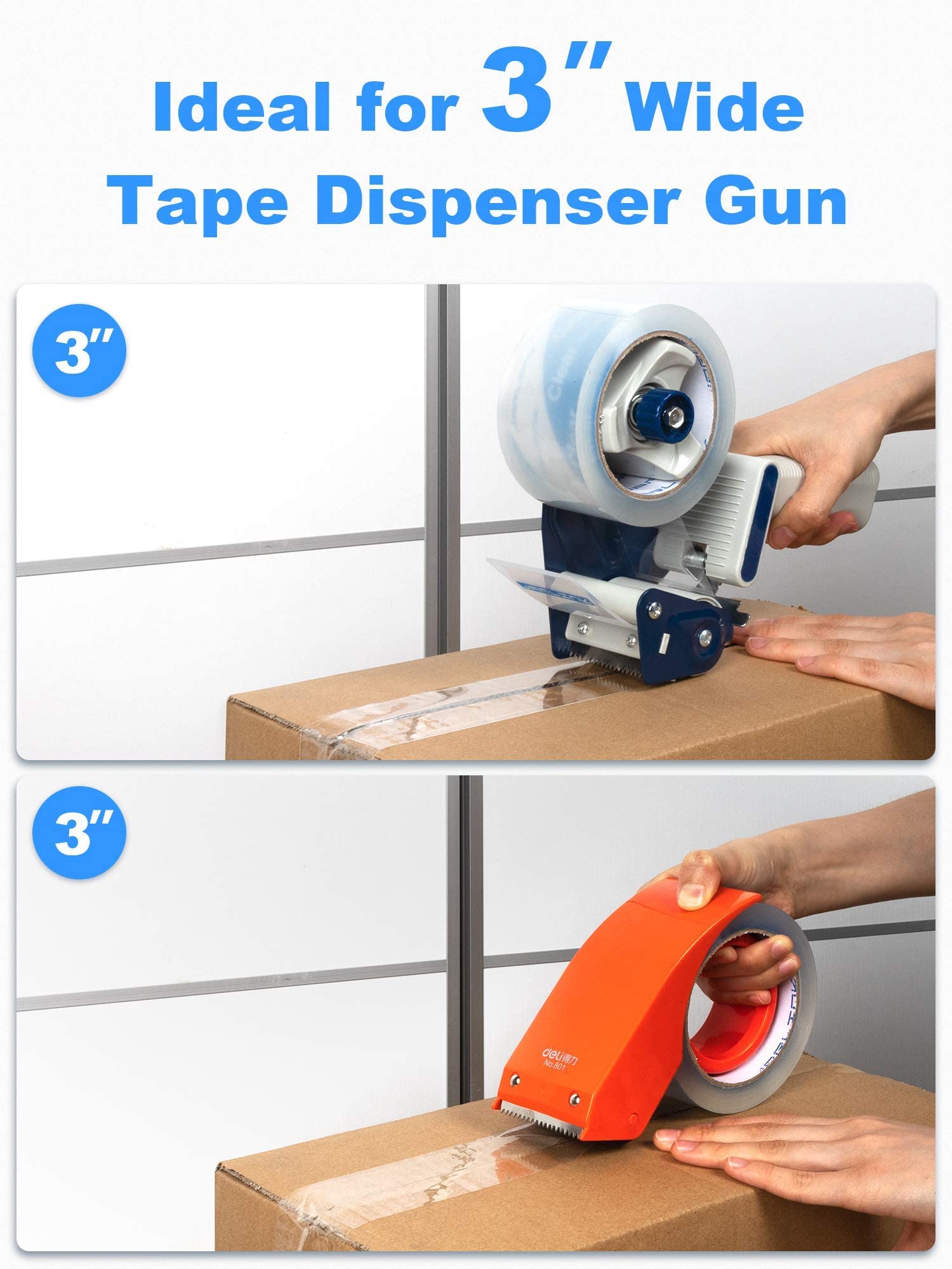 JARLINK Heavy Duty Packing Tape Dispenser Gun (2 Pack) with 12 Rolls Clear Packing Tape - 2.7mil Thick, 1.88