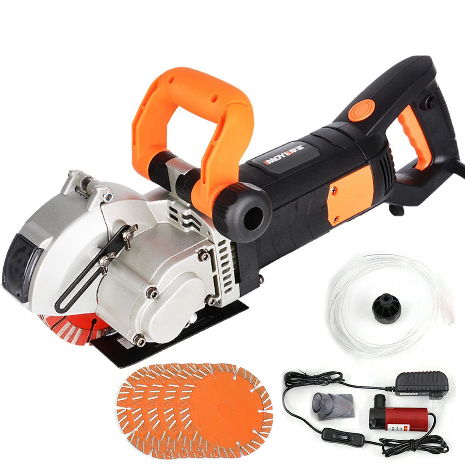 4800W Electric Wall Chaser with 5 x 133mm Cutting Discs - 6000 RPM Dust-Free Concrete Grooving Machine (42mm Groove Depth) - Perfect for Electrical Wiring, Plumbing & HVAC Installations in Concrete Walls