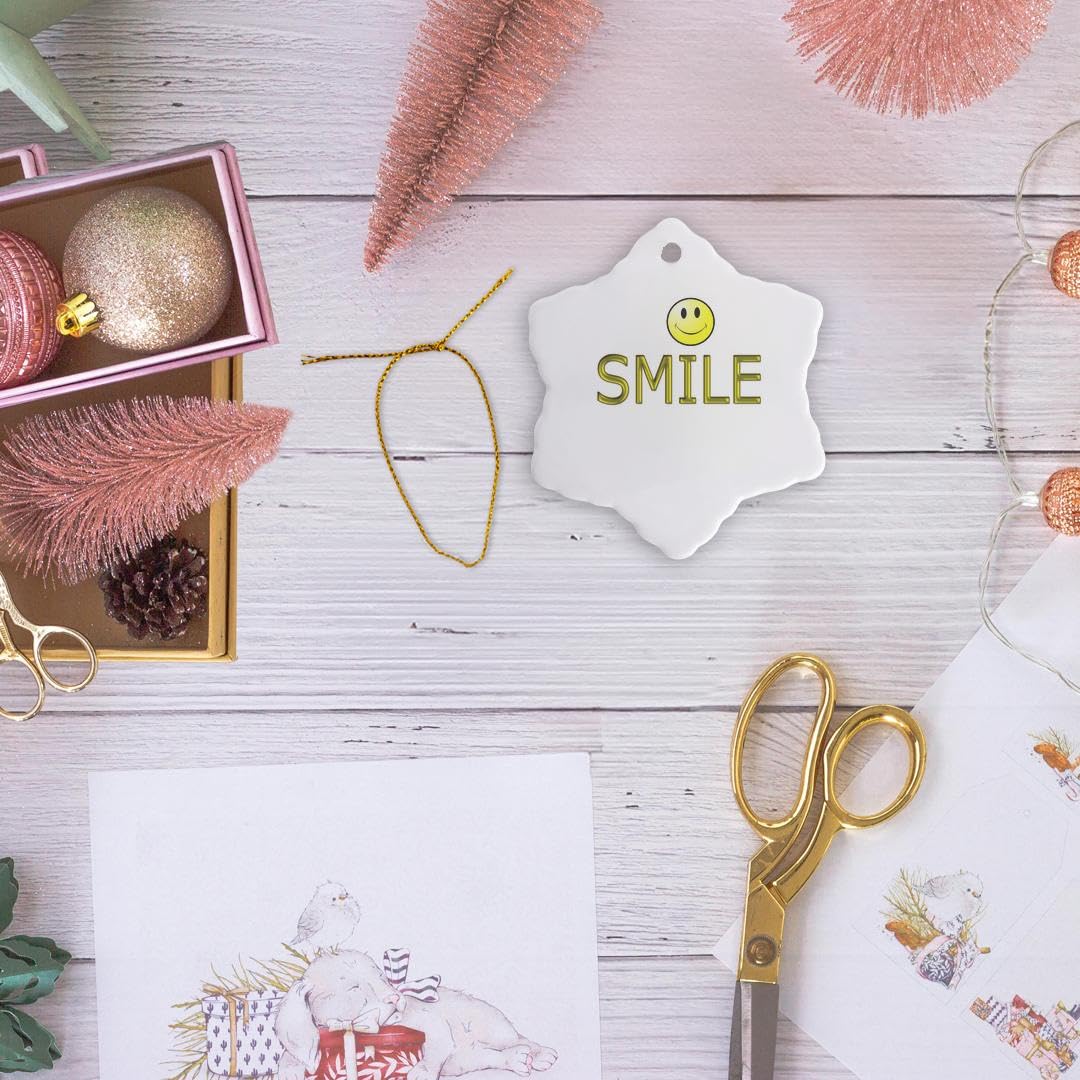 3D Rose Smile Snowflake Porcelain Christmas Ornament - 3 Inch Hand-Painted Holiday Decoration for Tree, Gift & Winter Home Decor