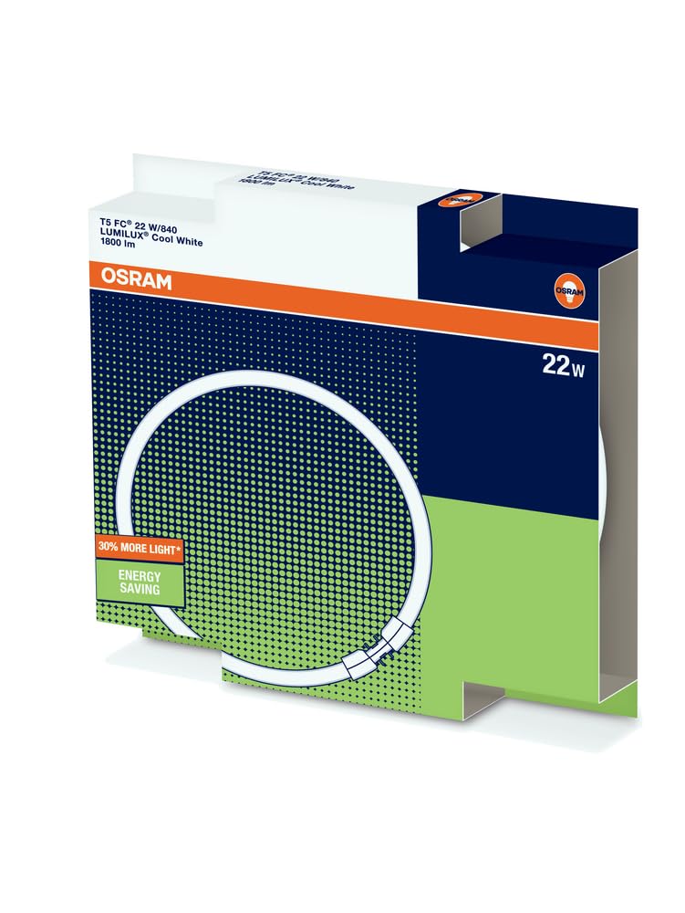 Osram 22 Watt Lumilux T5 Fluorescent Light Bulbs - Energy Efficient Tube Lights for Home, Office & Commercial Lighting - Perfect for Ceiling Fixtures, Under Cabinet & Workshop Lighting