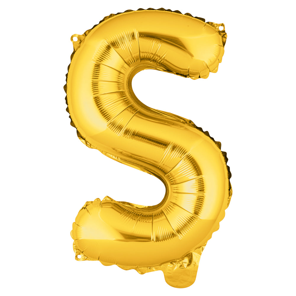 Balloonify Gold Mylar Letter S Balloon - 16 Inch Large Foil Alphabet Balloons for Birthday Party Decorations, Baby Showers & Wedding Celebrations - 1 Count Box
