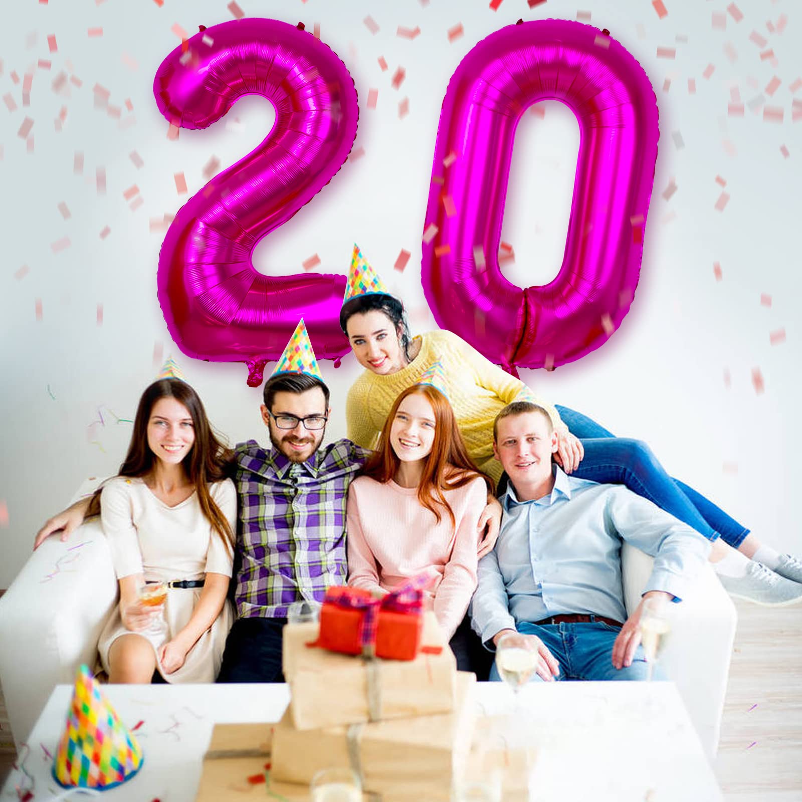 40 Inch Hot Pink Jumbo Number 20 Balloons - Set of 20 Giant Foil Mylar Balloons for 20th Birthday Party Decorations, Ocean Mermaid Theme, Girls & Boys Birthday, Romantic Decor - Perfect for Birthday Parties, Baby Showers, Anniversaries & Special Celebrations