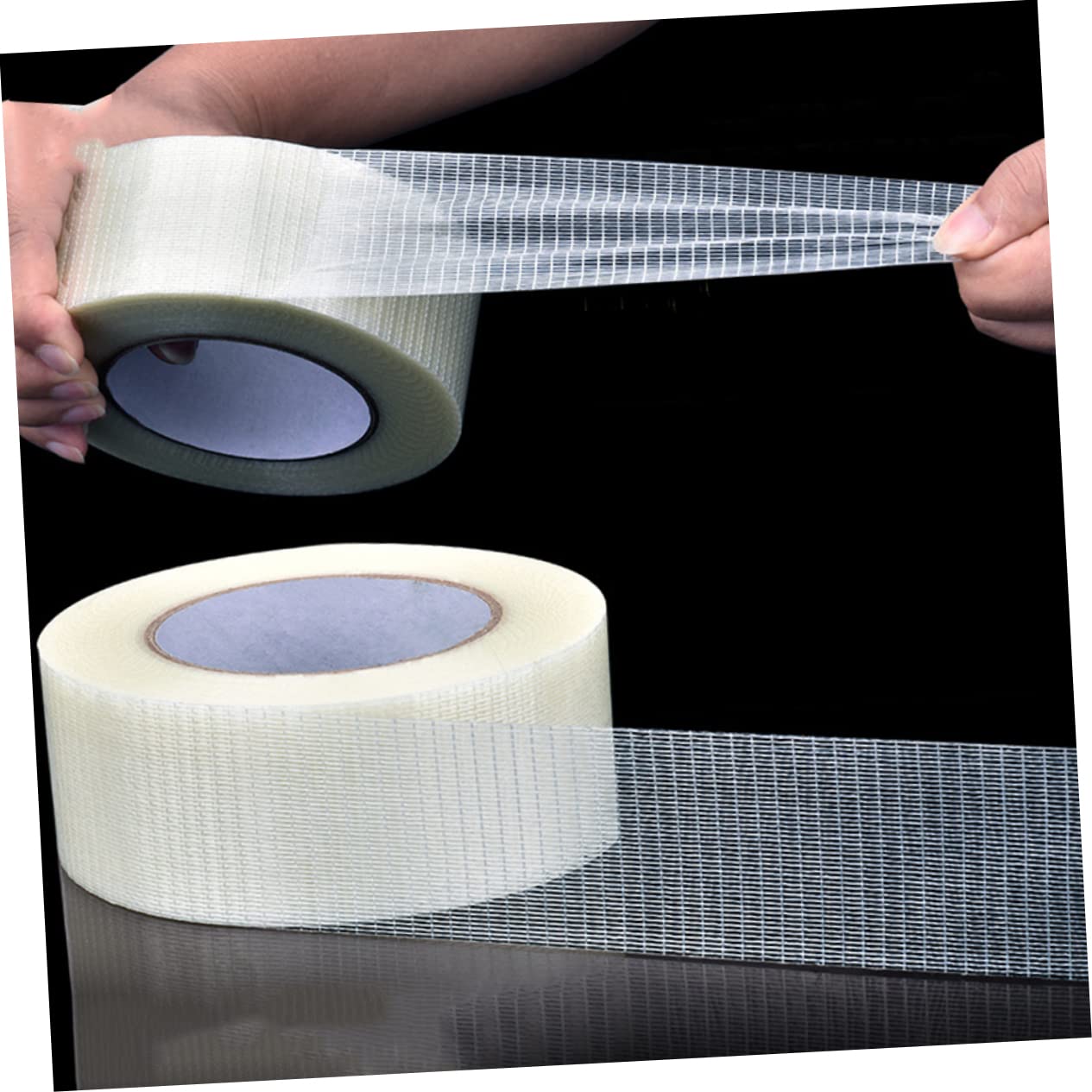JECOMPRIS 3-Pack Non-Conductive Fiberglass Mesh Tape - Strong Packaging Tape for Electrical Work, Drywall Repair & Cast Support (White Grid Design)