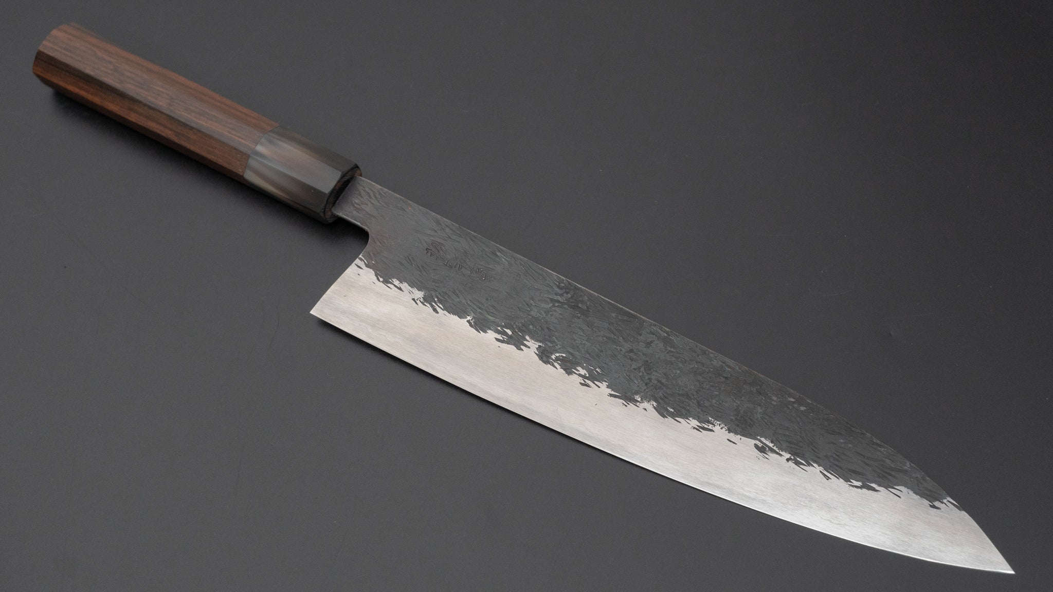 Premium Isamitsu Blue Super Stainless Clad Kurouchi Gyuto Chef Knife 240mm with Taihei Makassar Ebony Handle - Perfect for Professional Chefs & Home Cooking, Sushi, Meat Cutting & Vegetable Prep
