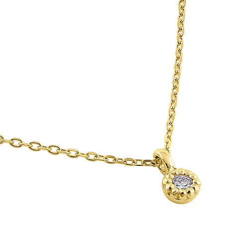 14K Yellow Gold Round Diamond Pendant Necklace for Women - Elegant & Dainty Jewelry Gift for Birthday, Anniversary & Special Occasions