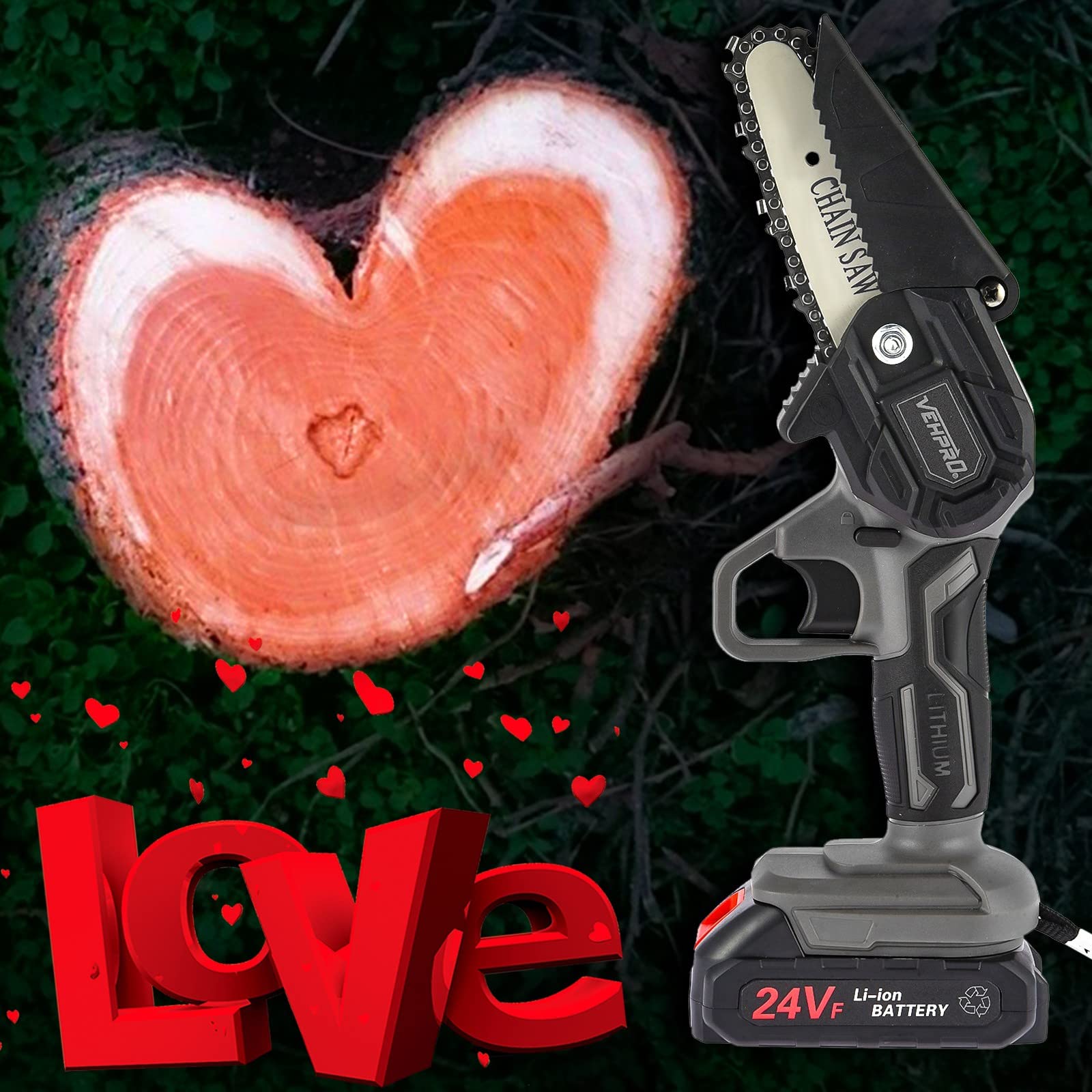 24V Cordless Chainsaw - 1.5lb Portable Electric Saw for Woodworking & DIY Projects