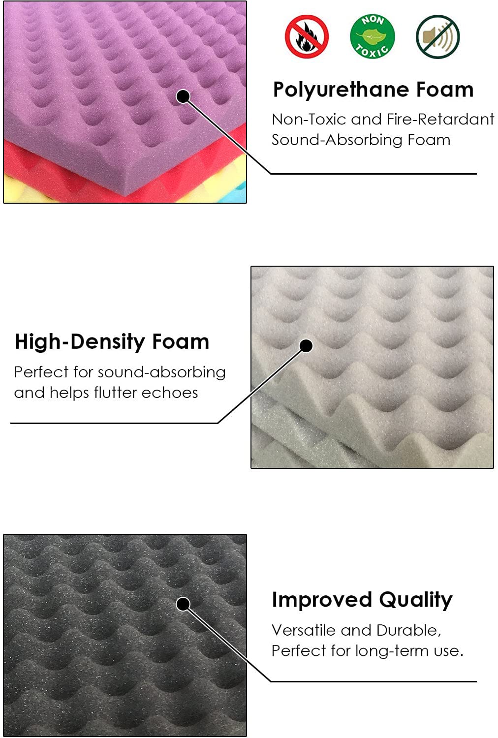 24 Pack Super Dash 50x50x3cm Baby Blue Acoustic Foam Panels - Convoluted Egg Crate Soundproofing Tiles for Home Studio, Office & Music Room - Noise Reduction Wall Treatment (SD1052)