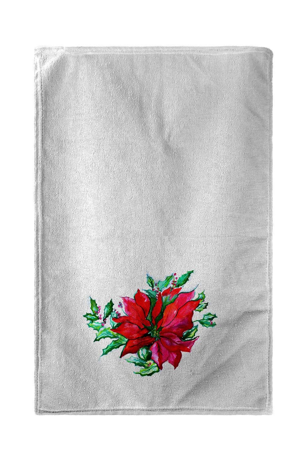 Betsy Drake Poinsettia Christmas Kitchen Towel Set - Absorbent Cotton Dish Towels for Holiday Decor, Baking & Hosting Gifts