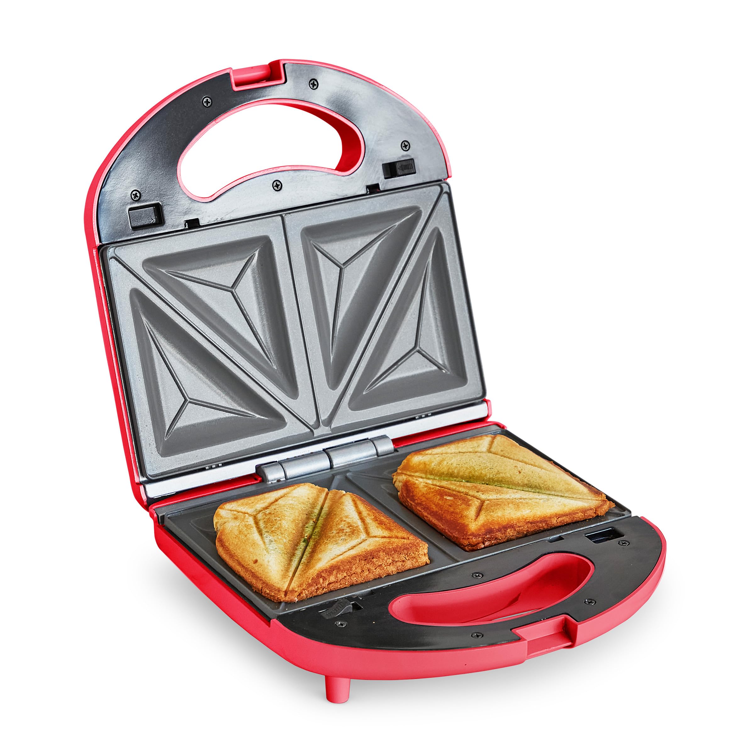 GreenLife Pro Electric Panini Press Grill & Sandwich Maker - Healthy Ceramic Nonstick Plates, PFAS-Free, Easy Indicator Light - Perfect for Grilled Cheese, Paninis, Sandwiches & Breakfast Cooking (Red)