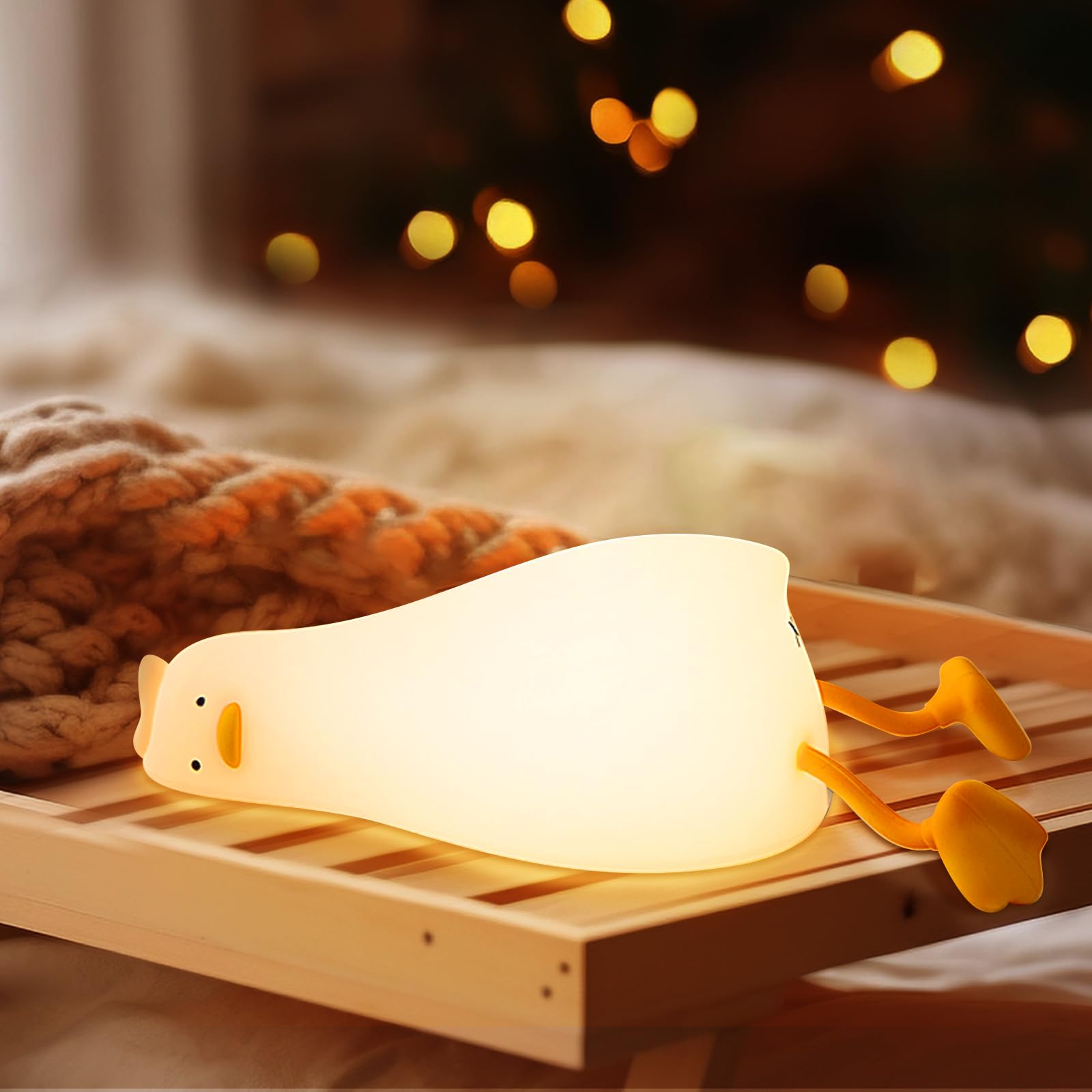 Dimmable LED Duck Night Light - Rechargeable Silicone Squishy Nursery Lamp with 3 Brightness Levels, Cute Touch Control Bedside Light for Baby Kids Room, Breastfeeding & Toddler Sleep Aid