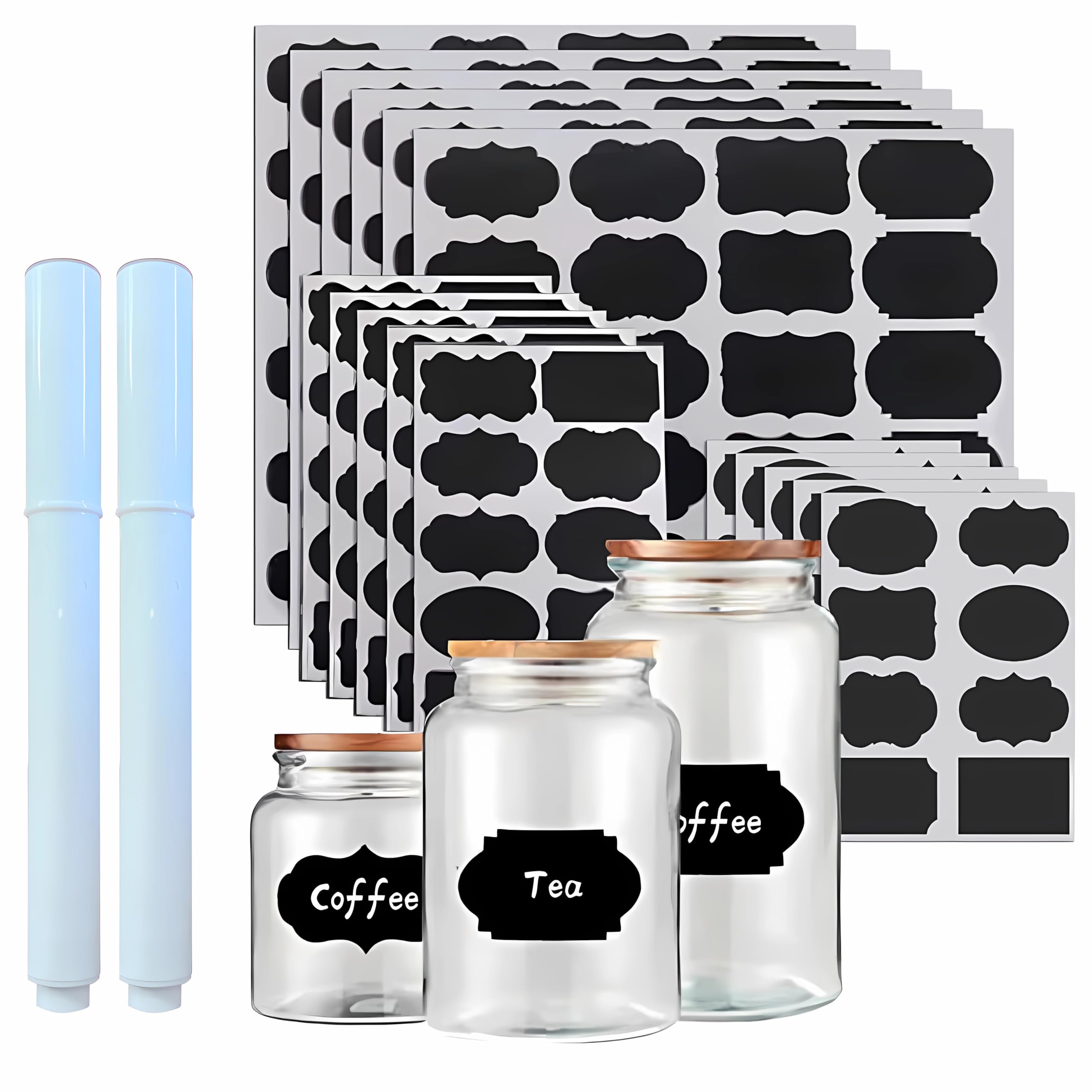 244 Pack Reusable Chalkboard Labels with 2 Chalk Markers - Removable Erasable Labels for Mason Jars, Storage Organization, Home & Kitchen - Perfect for Party Decorations, Craft Rooms, Weddings and DIY Projects