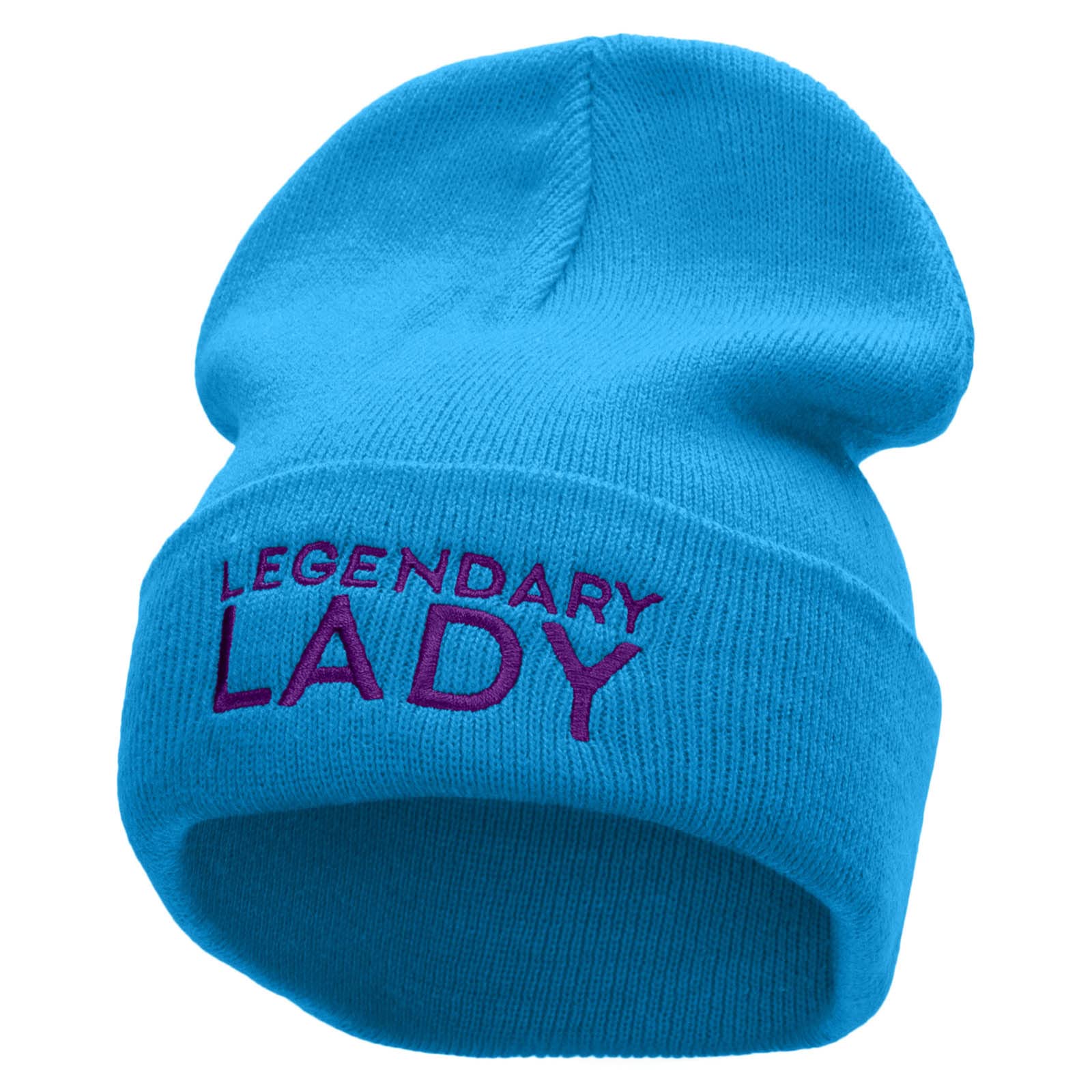 Legendary Lady Embroidered 12 Inch Long Knitted Beanie Hat for Women - Winter Warm Slouchy Beanie with Embroidery - Perfect for Cold Weather, Outdoor Activities & Fashion Accessories