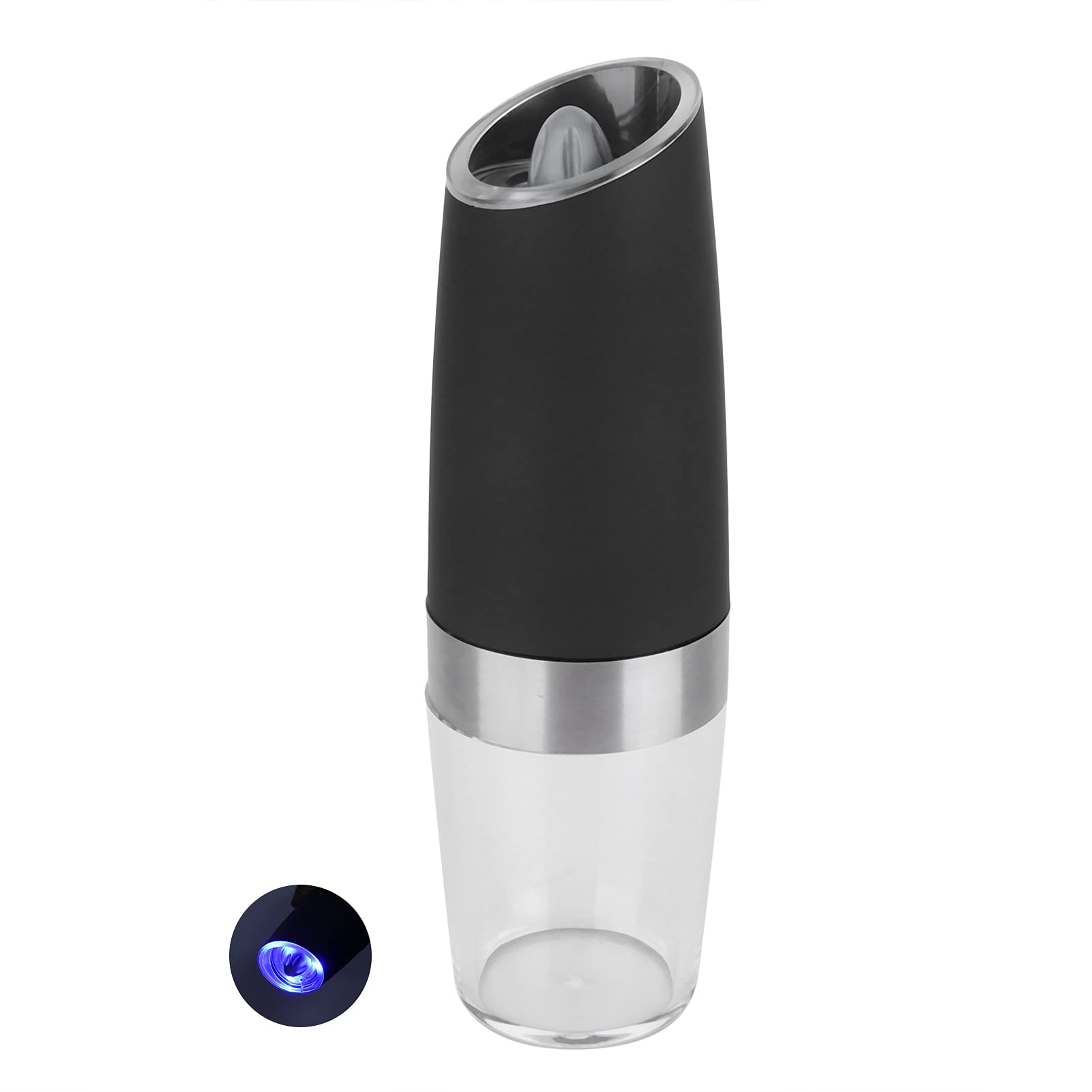 Premium Electric Salt and Pepper Grinder Set - Transparent Acrylic Gravity Induction Mill with High Hardness ABS - Perfect for Kitchen, Dining Table & Gourmet Cooking
