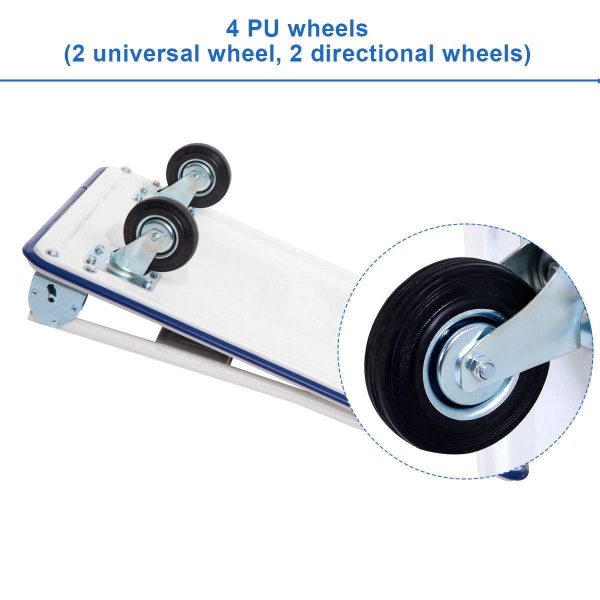 Zimbala Heavy Duty Folding Push Cart Dolly - 660lbs Capacity Rolling Hand Truck with 360° Swivel Wheels, Foldable Moving Platform for Warehouse, Home & Office Use | Ideal for Luggage Transport, Moving Boxes & Storage Organization