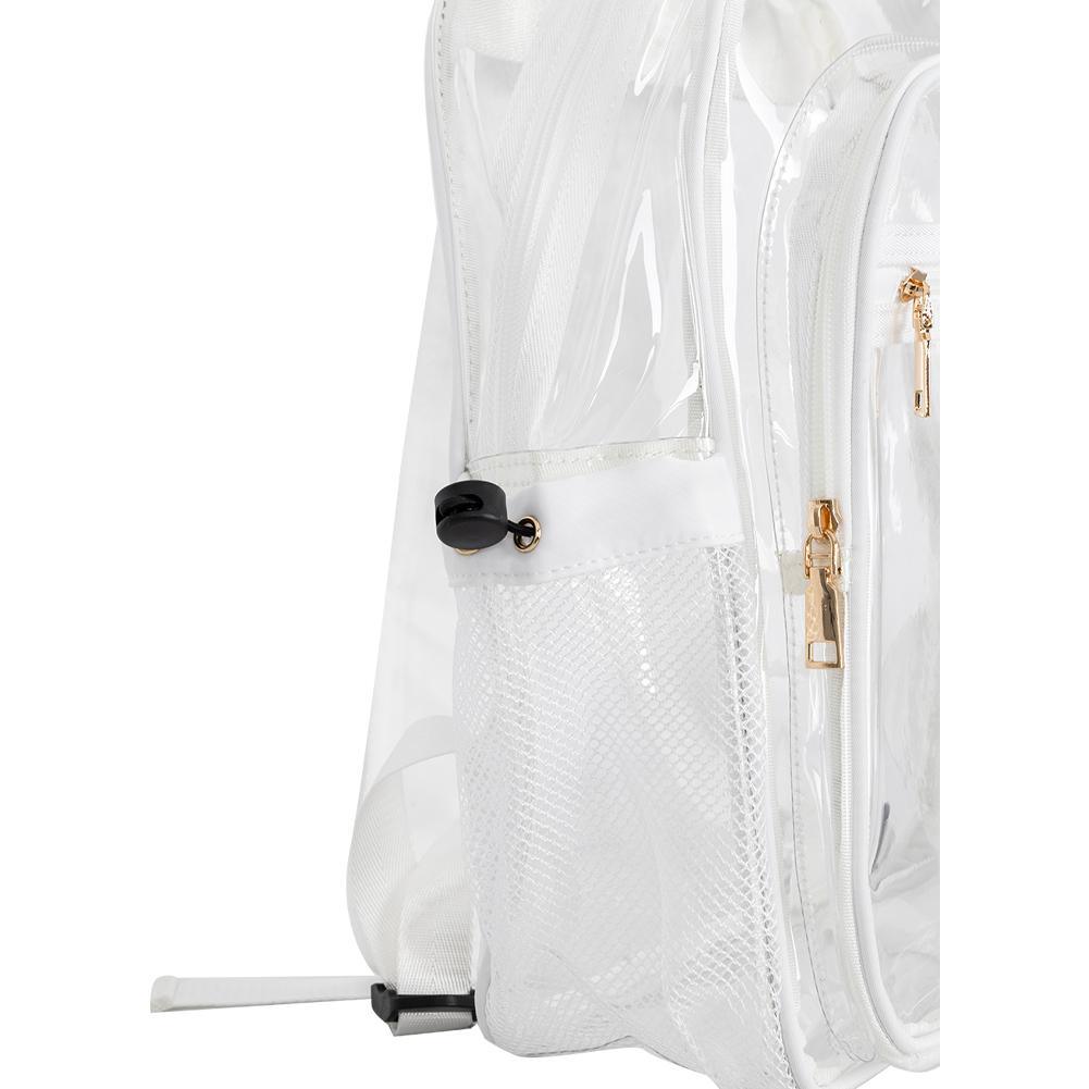 Clear Transparent Backpack - Waterproof School Backpack for College, Work, Travel & Gym - Stylish White See-Through Bag for Security Checks & Everyday Use