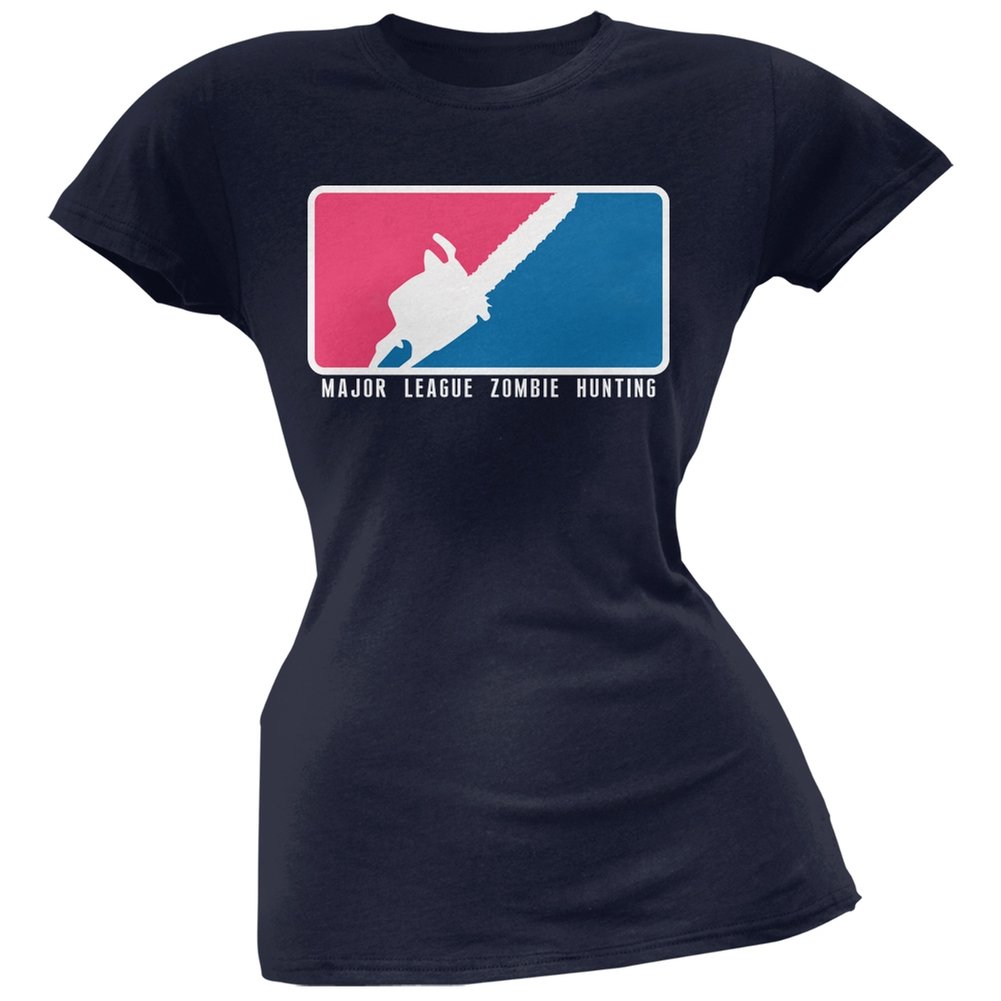 Major League Zombie Hunter Navy Soft Juniors T-Shirt | Comfortable Cotton Tee for Kids & Teens | Perfect for Halloween, Cosplay & Gaming Events