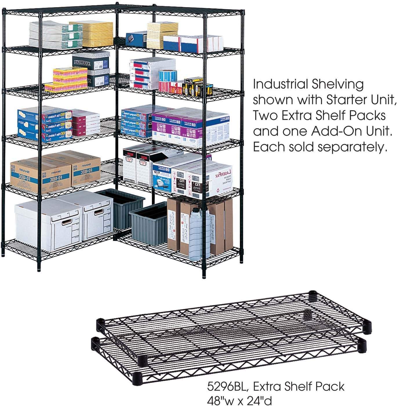 Heavy Duty Industrial Wire Shelving Rack - 48 x 24 Inches, 2 Pack - Commercial Grade Metal Storage Shelves for Garage, Warehouse & Pantry Organization