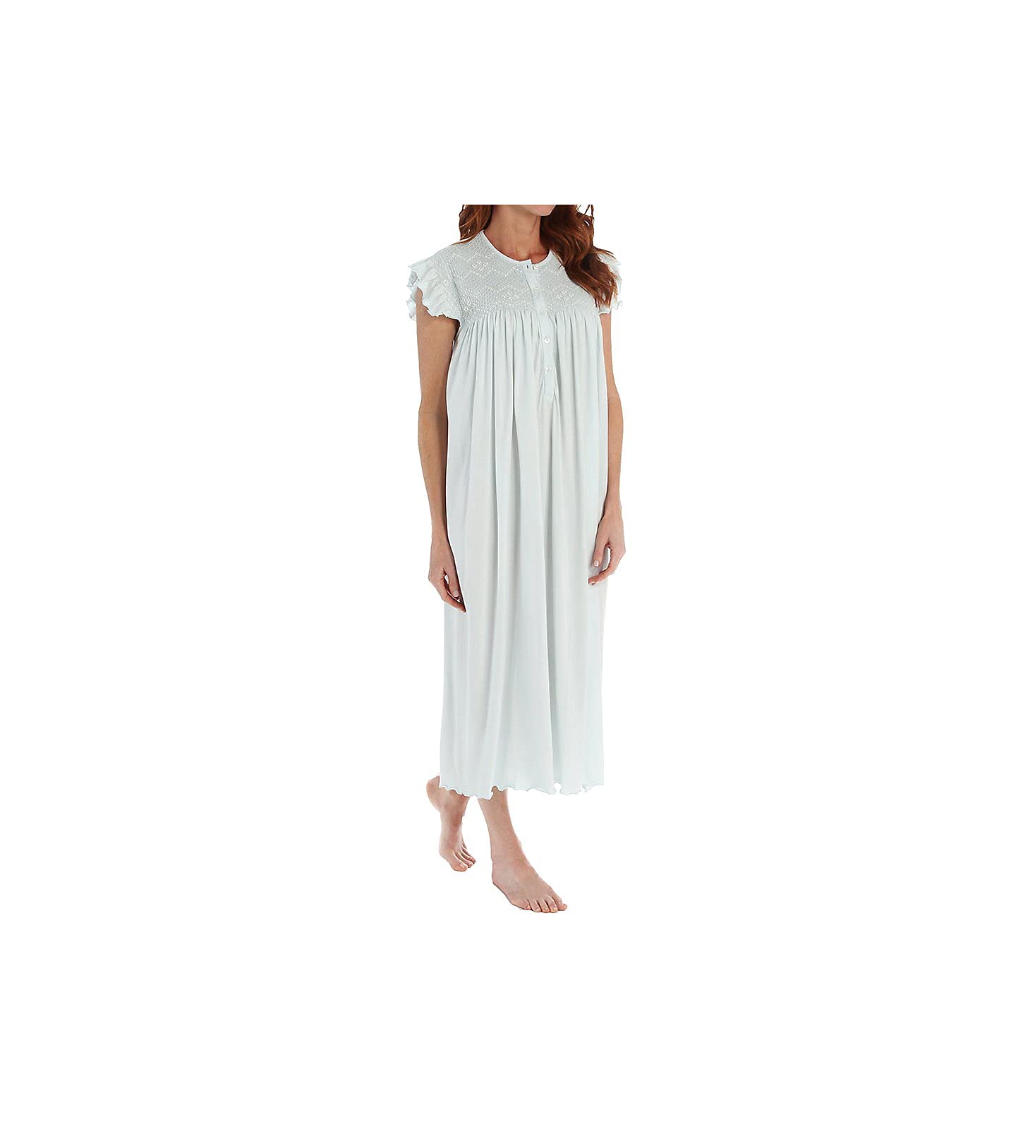Women's Floral Smocked Cap Sleeve Nightgown - Soft Cotton Sleepwear for Comfortable Nights & Lounge Wear