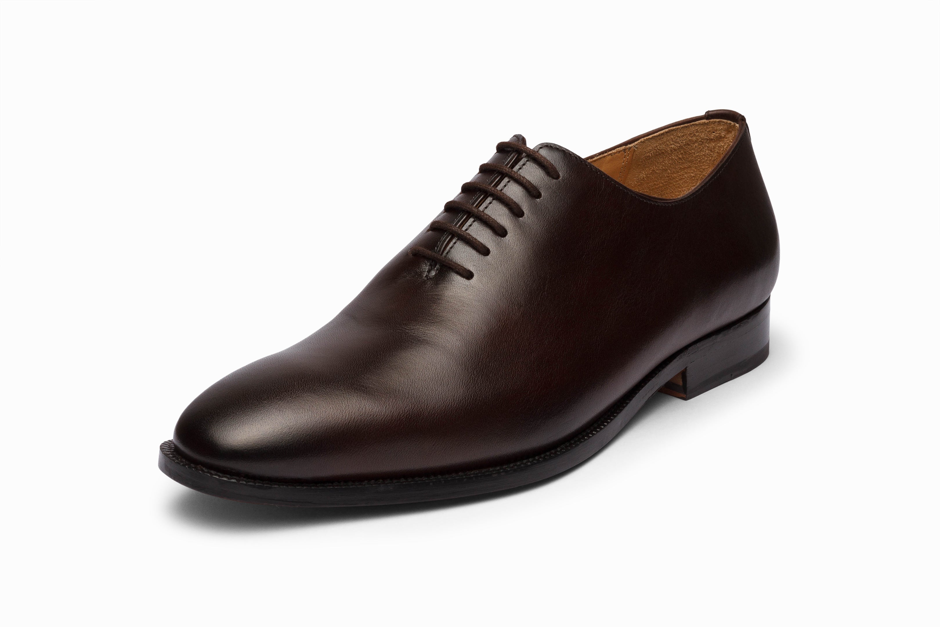 Premium Plain Wholecut Oxford Dress Shoes for Men - Classic Dark Brown Leather Formal Shoes for Business, Office & Wedding Occasions
