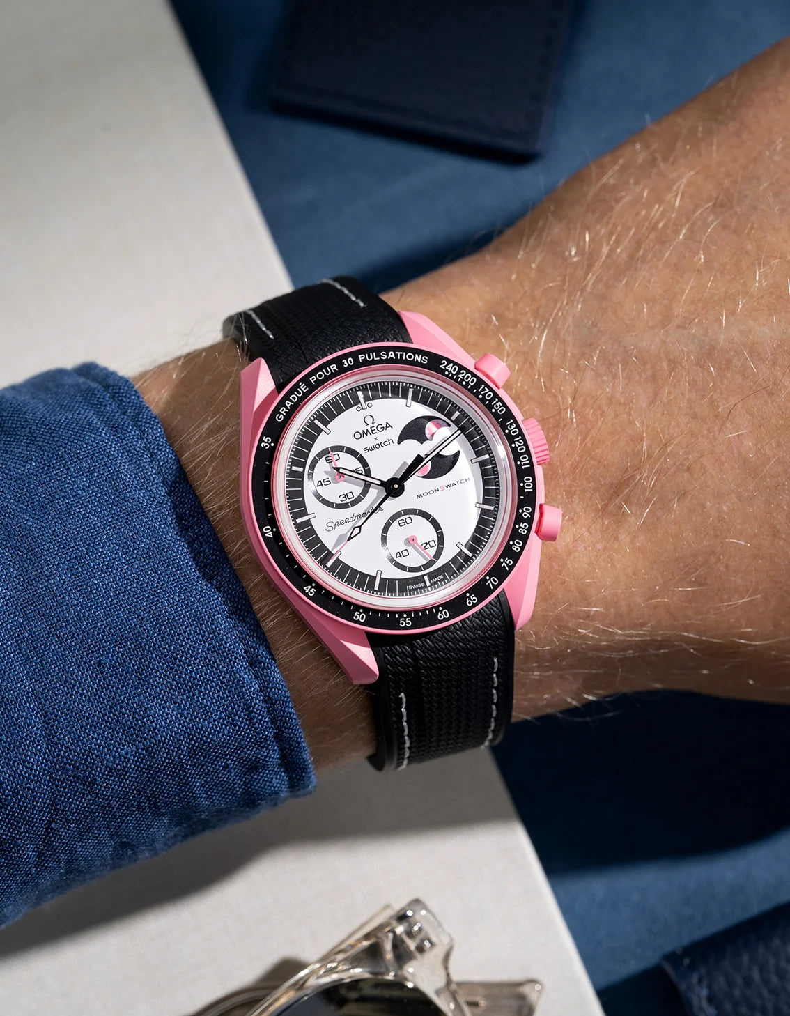 Original Omega X Swatch MoonSwatch Mission to The Pink Moonphase Rubber Watch Strap - Replacement Band for Stylish & Comfortable Wear - Perfect for Casual, Sports & Everyday Use