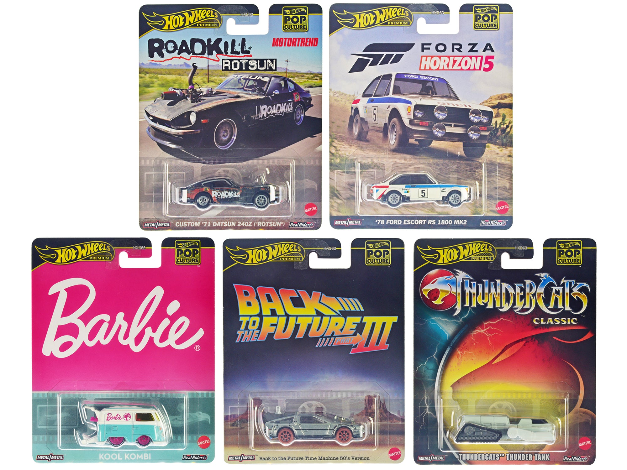 Hot Wheels 2024 Pop Culture 5-Piece Diecast Model Car Set - Premium Collectible Toy Cars for Display & Play - Perfect for Collectors, Gifts & Kids' Playrooms
