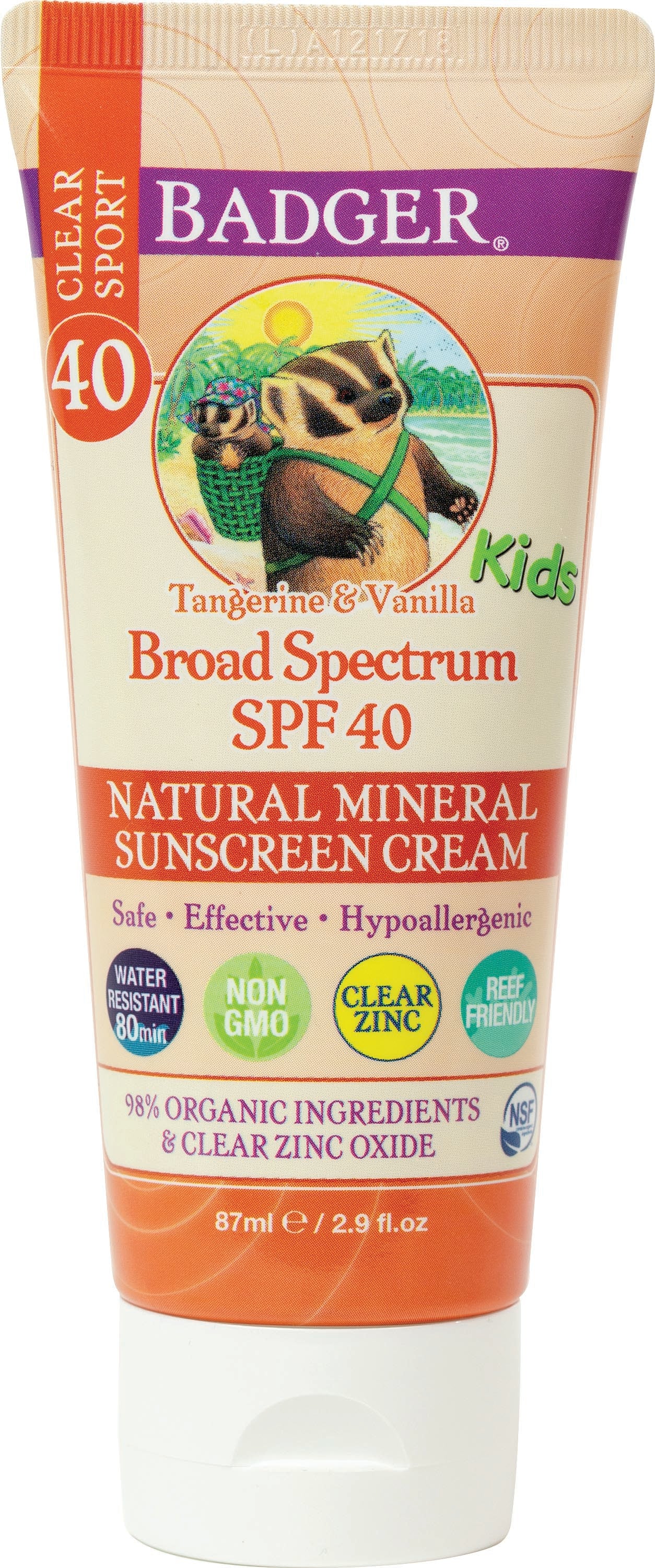 Badger Kids Clear Sunscreen SPF 40, 2.9 oz – Safe, Natural & Effective Sun Protection for Children | Perfect for Beach, Pool & Outdoor Activities