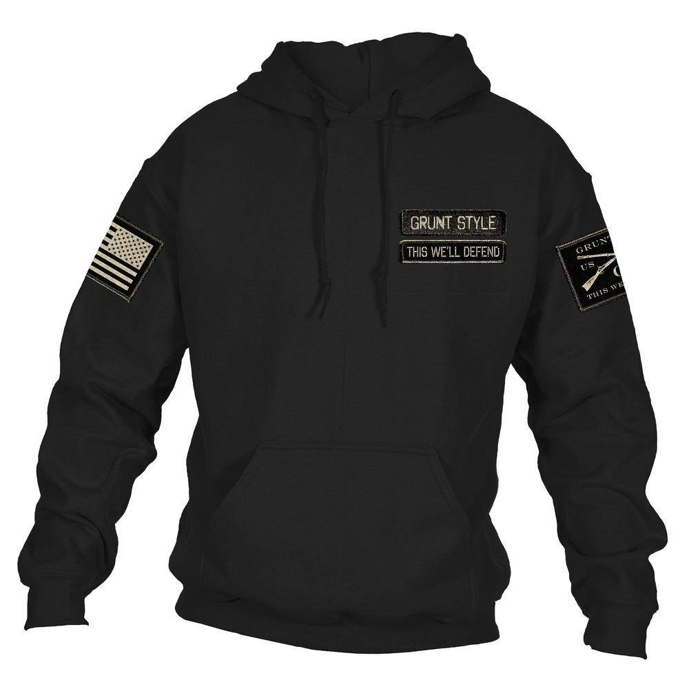 Custom Name Tape Hoodie - Personalized Black Pullover for Men & Women | Gym, Workout, Casual Wear