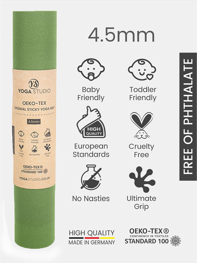 Eco-Friendly Non-Slip Yoga Mat 4.5mm Thick - Oeko-Tex Certified for Home & Studio Practice - Perfect for Hot Yoga, Pilates and Meditation