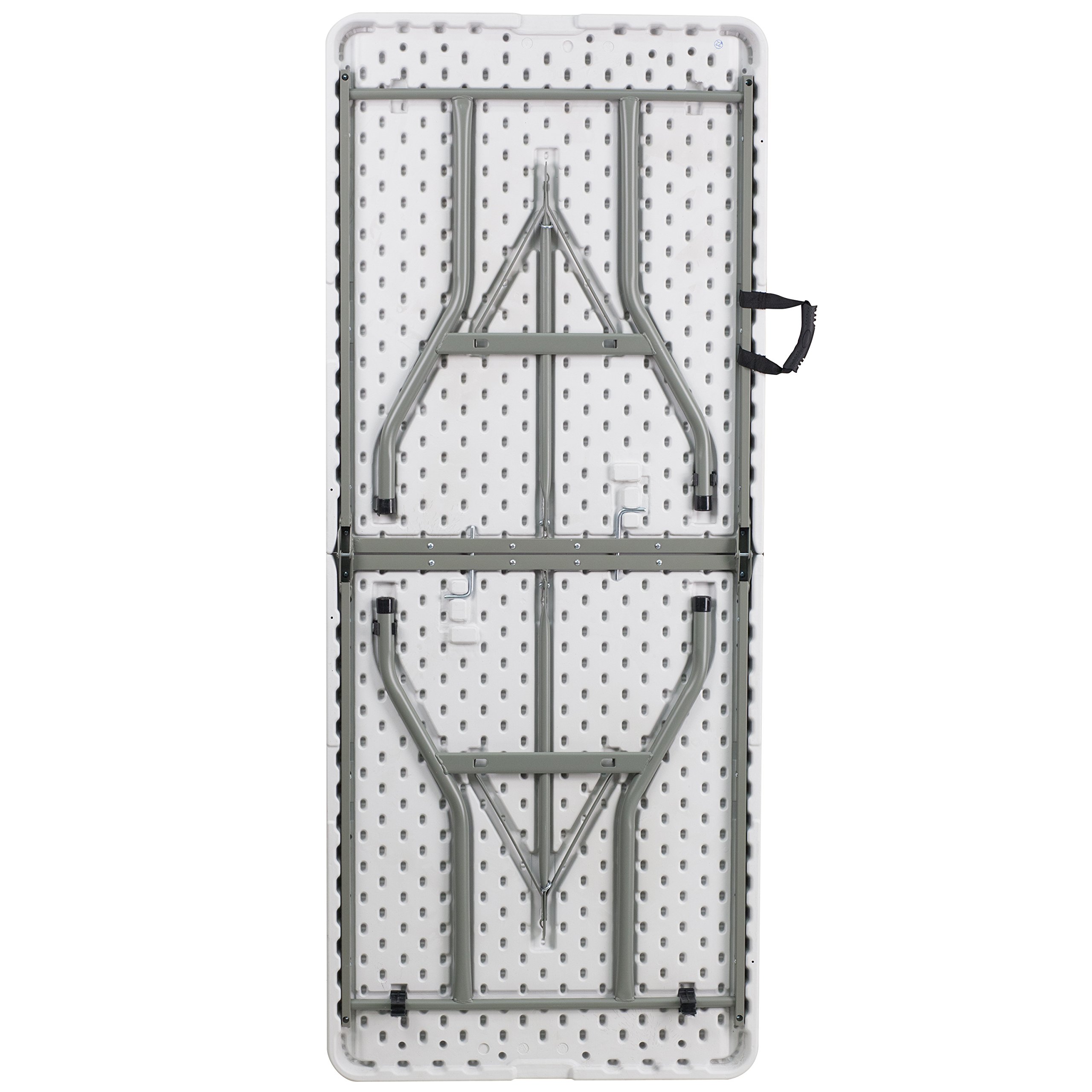 6-Foot Bi-Fold Granite White Plastic Folding Table with Carrying Handle - Portable & Sturdy for Parties, Events, Camping & Home Use