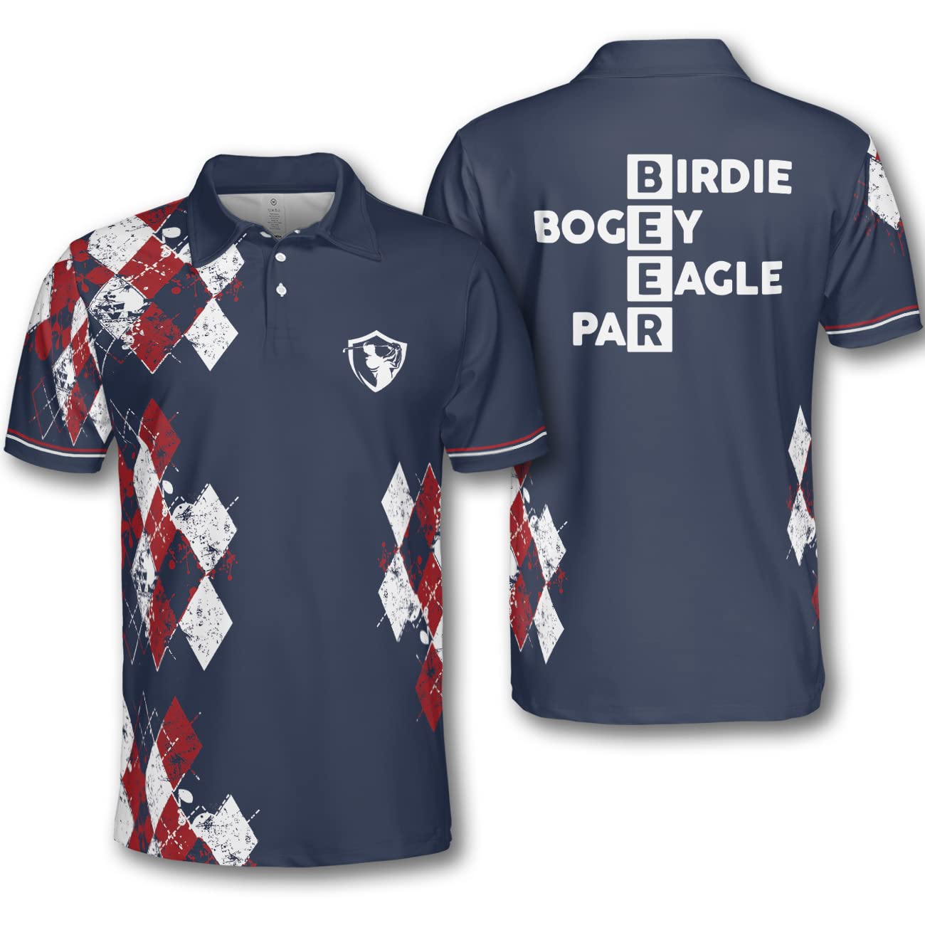 Pologen Men's Argyle Golf Polo Shirt - Moisture Wicking Dry Fit Performance Shirt for Golfers - Funny & Crazy Golf Apparel for Men - Perfect for Golf Tournaments, Casual Wear & Club Events