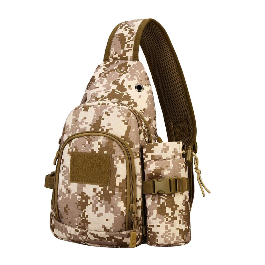 UJEAVETTE® Tactical Shoulder Bag - Crossbody Chest Pack with Water Bottle Pouch - Desert Digital Camo Backpack for Hiking, Travel & Outdoor Adventures