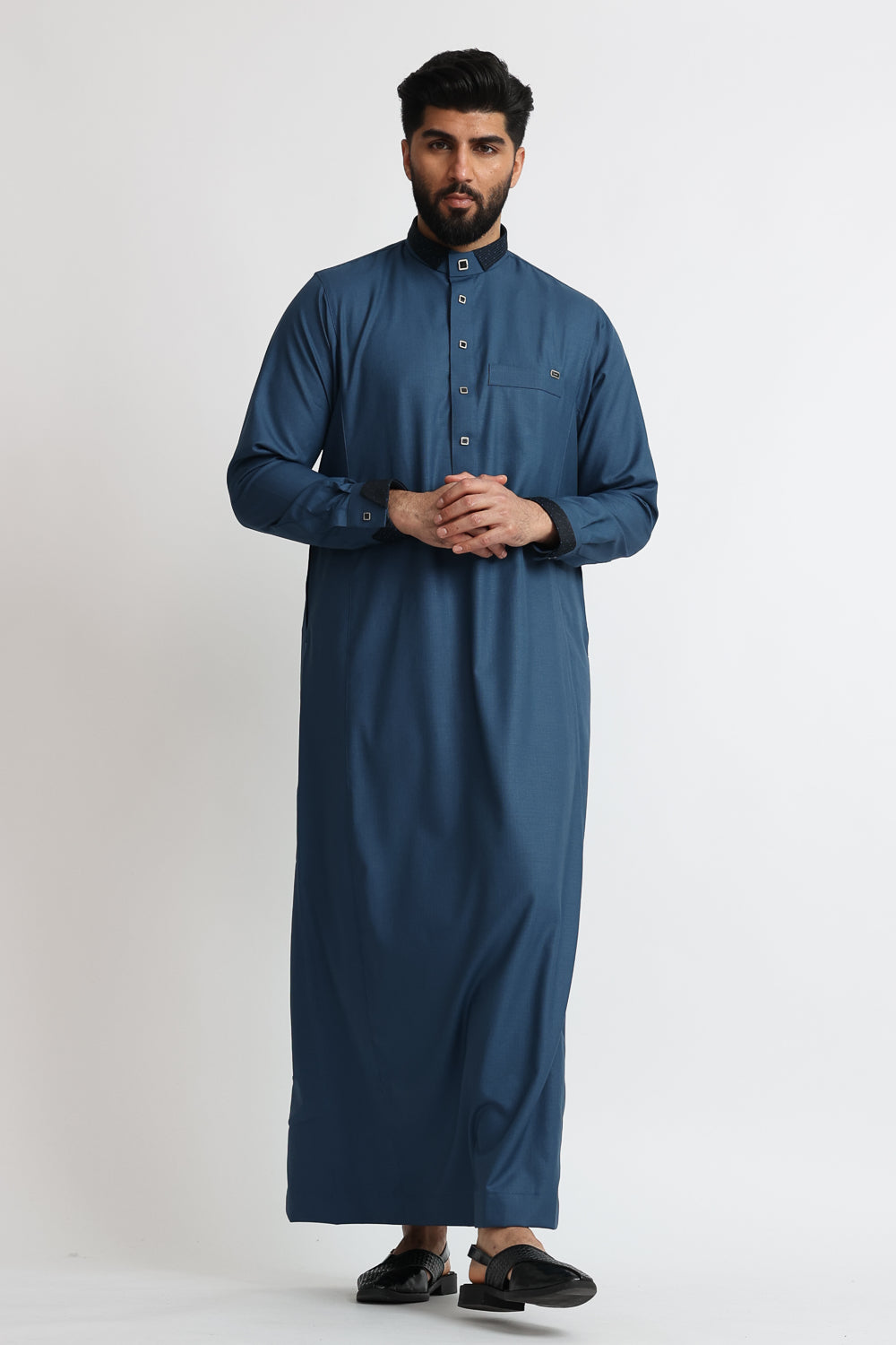 Premium French Mirage Blue Thobe for Men - Elegant Islamic Robe for Prayer, Eid & Special Occasions | Comfortable & Stylish Traditional Wear