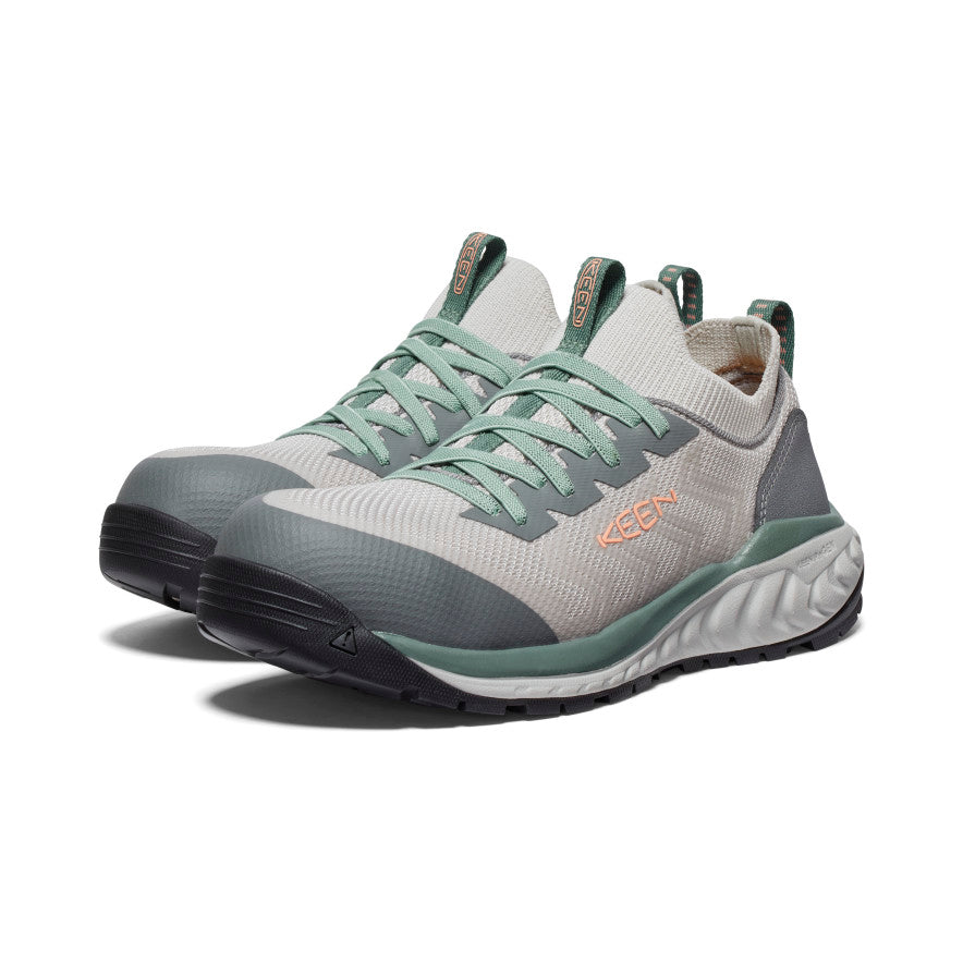 Women's Arvada Steel Toe Work Sneakers - Slip Resistant Safety Shoes for Women, Carbon Toe, Steel Grey/Granite Green - Perfect for Construction, Warehouse & Industrial Work