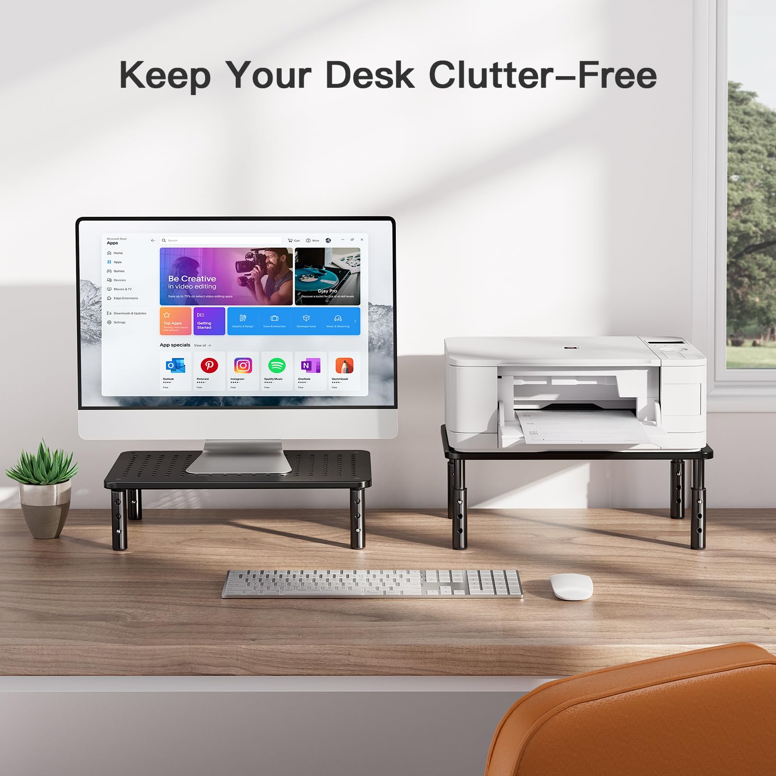 Adjustable Dual Monitor Stand for Desk - Black 2 Pack | Ergonomic Computer Monitor Riser with Height Adjustment | Perfect for Home Office, Gaming Setup & Workspace Organization