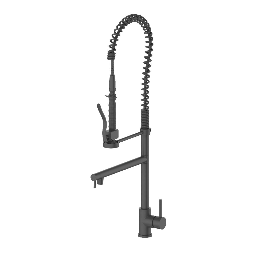 ZLINE Van Gogh Matte Black Pull Down Spring Kitchen Faucet with Pot Filler | High Arc Commercial Style Sprayer | Perfect for Modern Farmhouse & Restaurant Kitchens