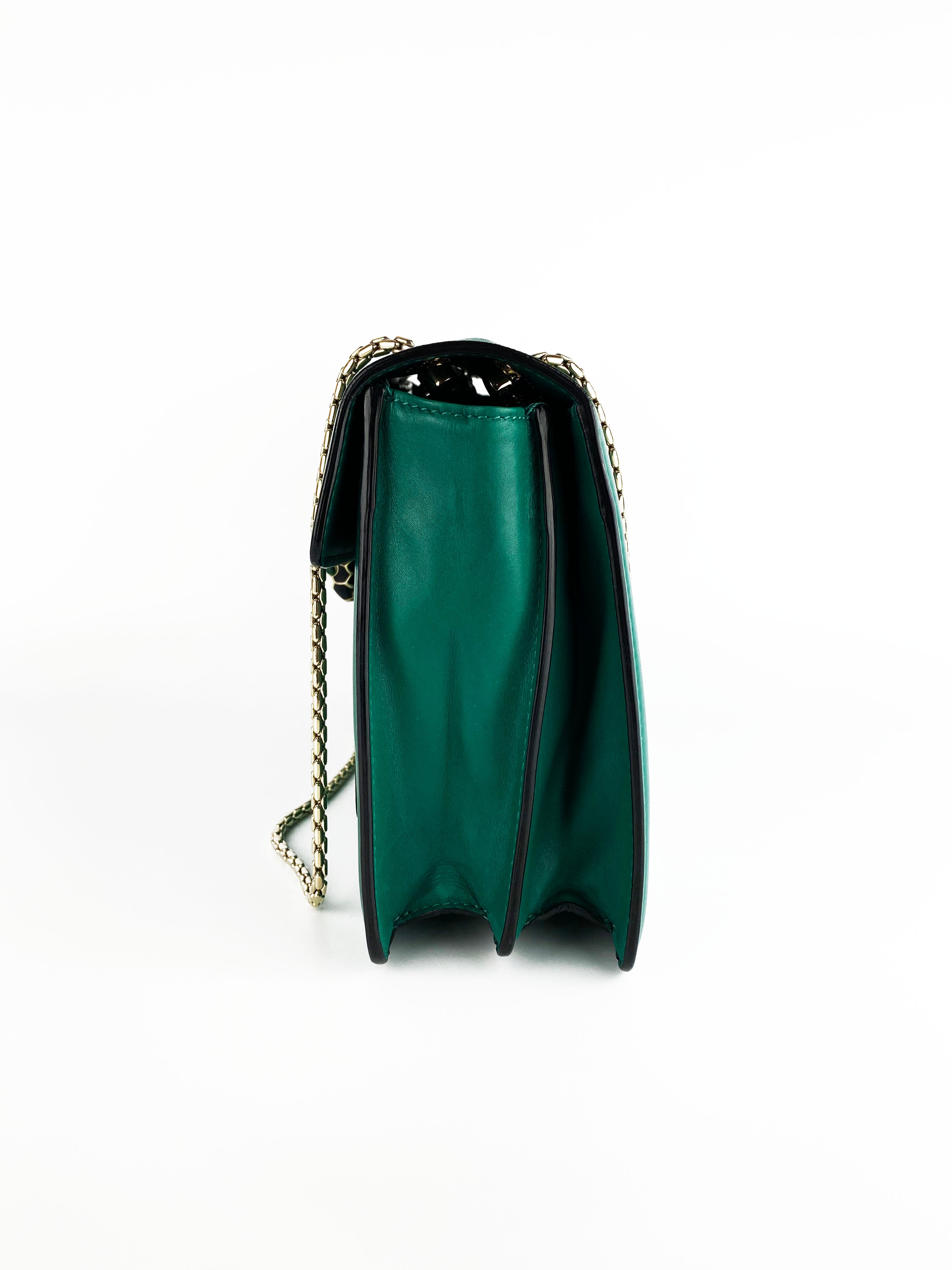 Bvlgari Serpenti Forever Green Leather Shoulder Bag - Luxury Designer Handbag for Women, Perfect for Parties, Weddings & Evening Events