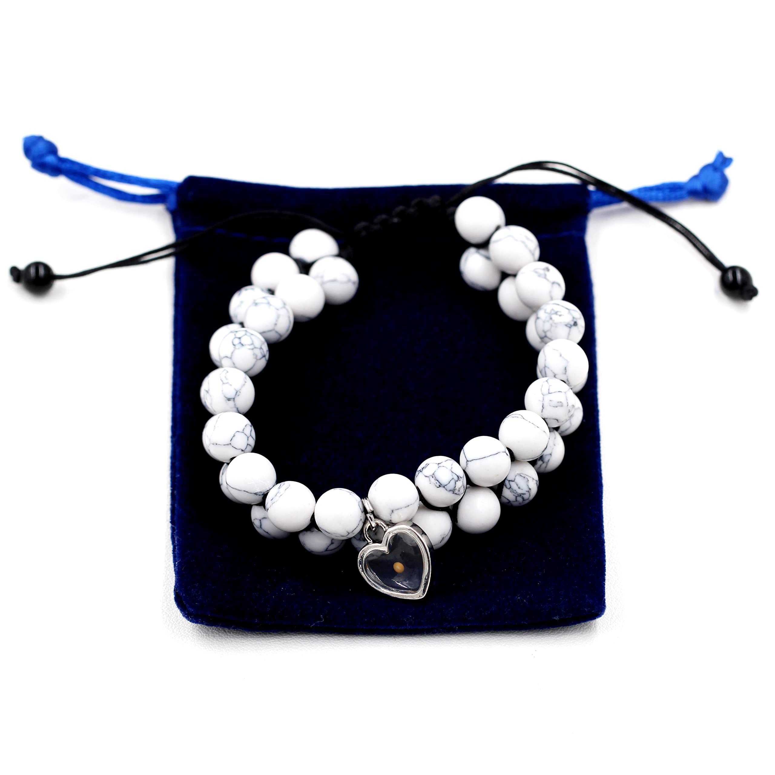 Uloveido Adjustable Braided Macrame Double Layer Bracelet with Black Lava Rock & Turquoise Stone Beads - Boho Charm Mustard Seed Bracelet for Men & Women (Y2056) - Perfect for Yoga, Meditation & Everyday Wear